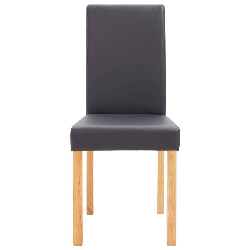 4-Piece Gray Faux Leather Dining Chairs Set - Upholstered High Back Side Chairs with Padded Seat for Kitchen, Dining Room, Bedroom & Living Room - Modern Comfortable Seating for Family Gatherings & Dinner Parties