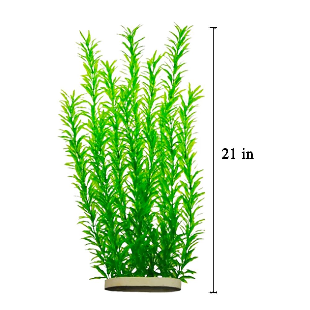 DSkoiph 2 Pack Extra Large 21 Inch Artificial Aquarium Plants - Tall Plastic Fish Tank Decorations, Realistic Green Water Plants for Freshwater & Saltwater Tanks - Perfect for Betta Fish, Goldfish & Tropical Aquariums