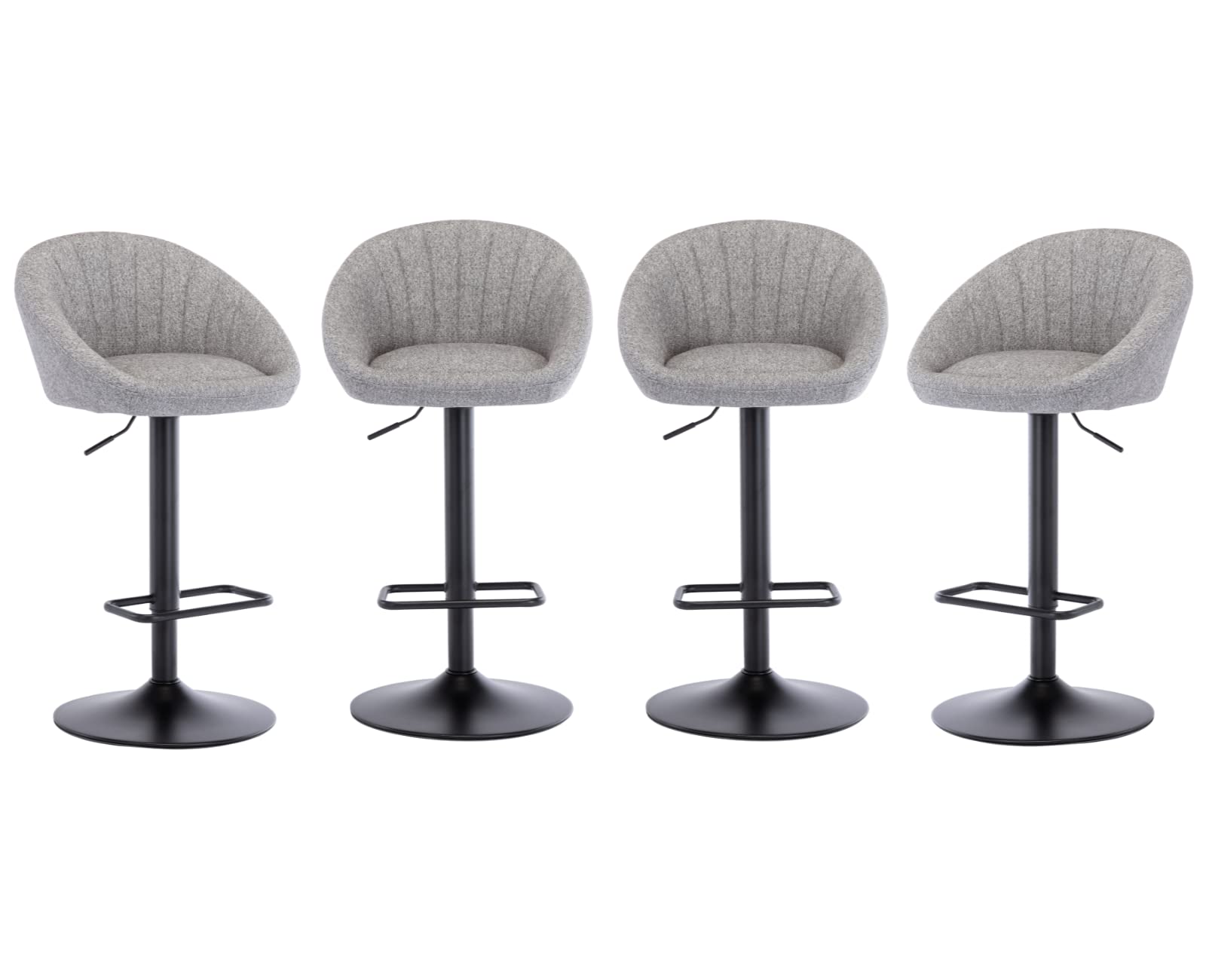 EALSON 4-Piece Adjustable Swivel Bar Stools Set - Modern Counter Height Kitchen Island Stools with Low Back, Comfy Upholstered Seat & Metal Footrest - Perfect for Home Bar, Dining Room & Breakfast Nook - Grey