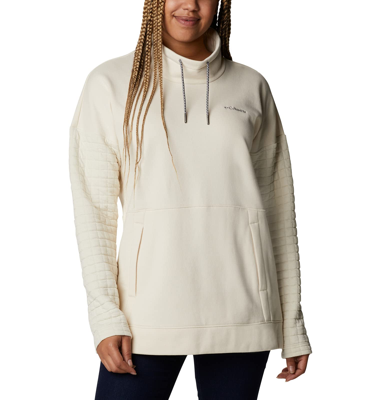 Columbia Women's Sunday Summit Oversized Funnel Neck Fleece Jacket - Chalk (Medium) | Warm Winter Outerwear for Hiking, Camping & Outdoor Adventures