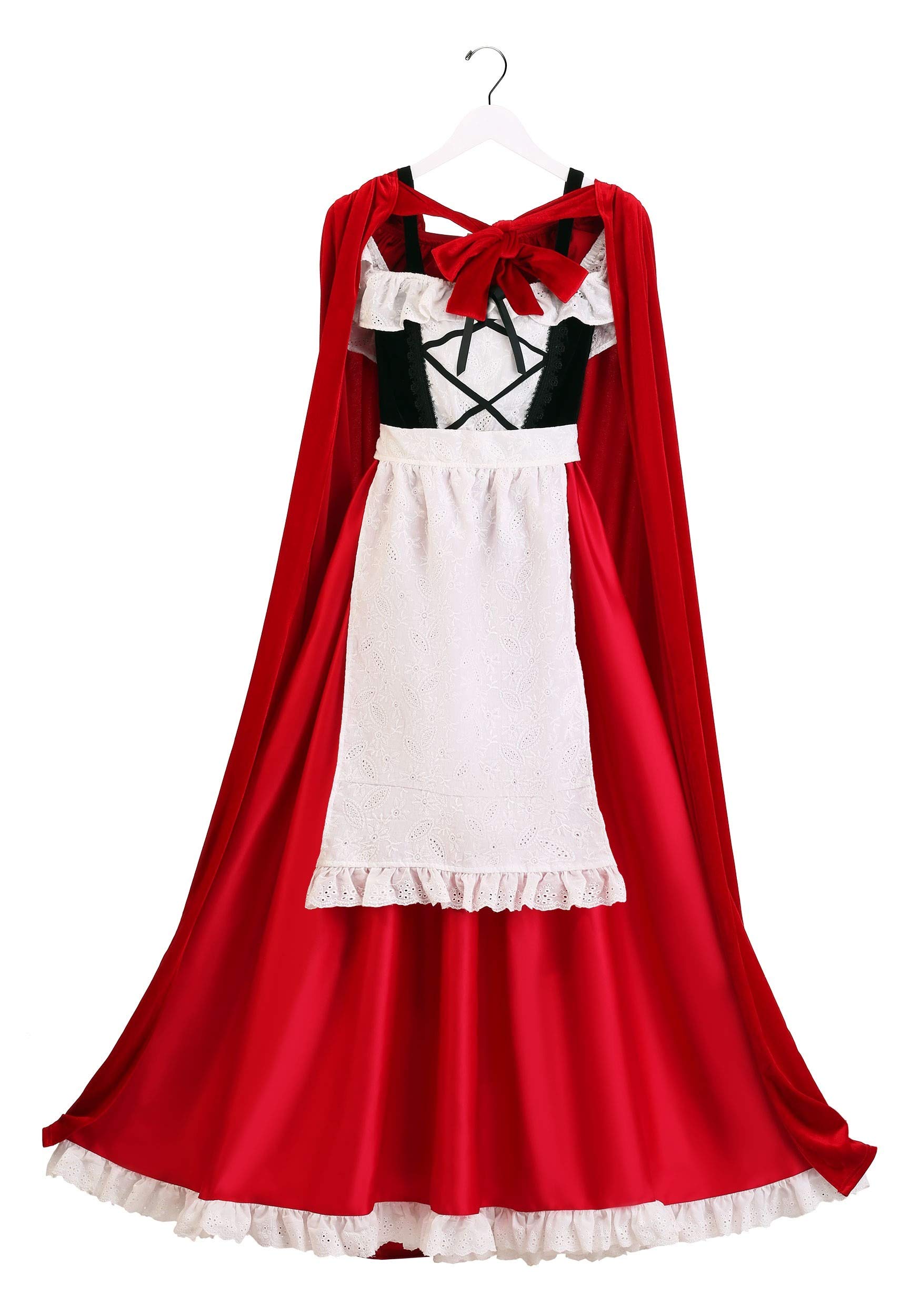 Women's Deluxe Little Red Riding Hood Costume - Adult Fairytale Dress with Hooded Cape & Apron for Halloween, Cosplay, and Themed Parties