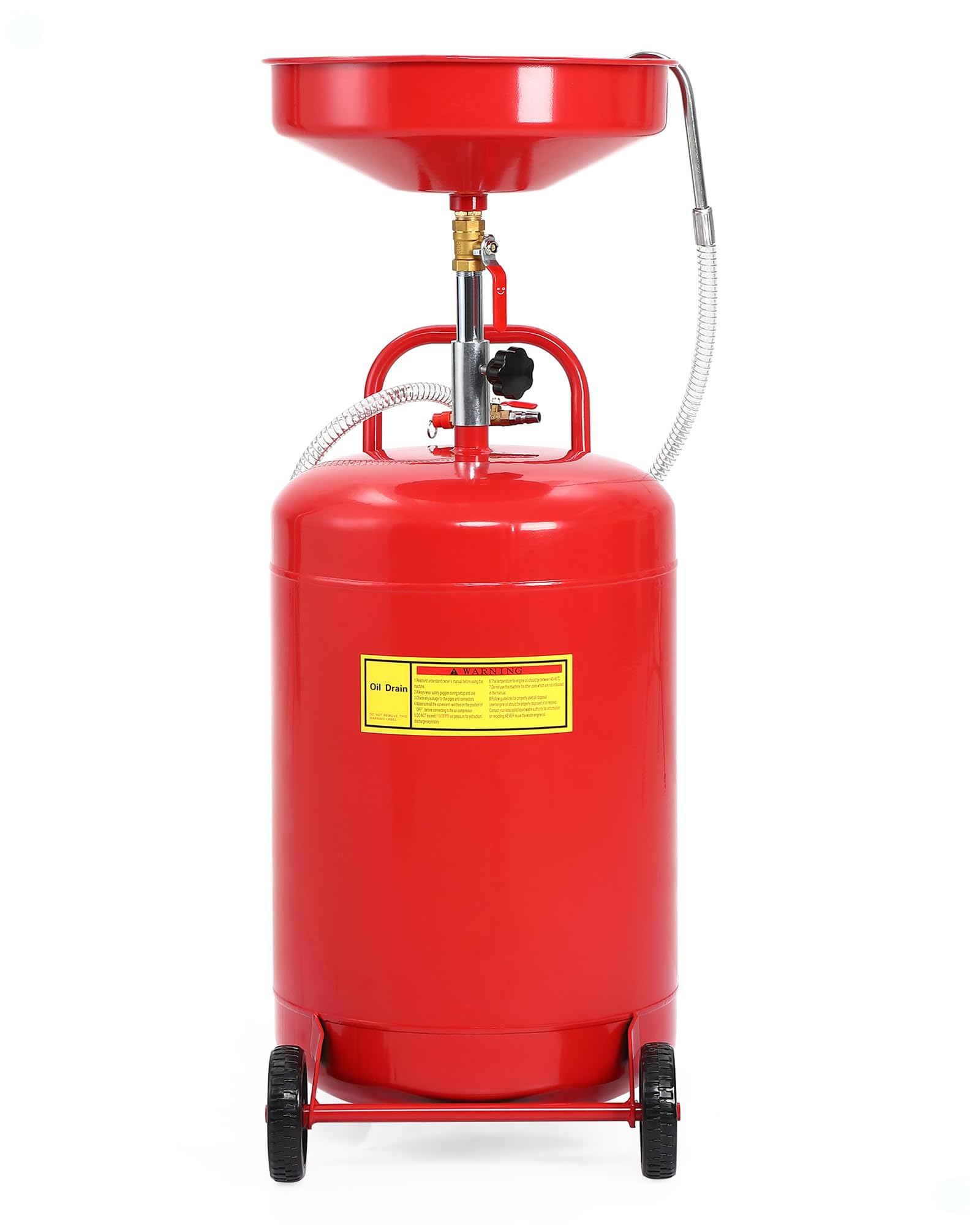GARVEE 18 Gallon Portable Oil Drain Tank - Air Operated Waste Oil Container with Adjustable Funnel Height & Wheels for Easy Transport - Ideal for Car, Truck & SUV Oil Changes in Garages & Auto Shops