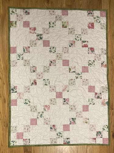 Rosa's Irish Chain Baby Quilt Kit with Stripe Rose Cotton Backing - Pre-Cut Fabric for Easy Sewing | Handmade Quilting Supplies by QuiltieSisterS | Perfect for Nursery Decor, Baby Shower Gifts & Heirloom Keepsakes