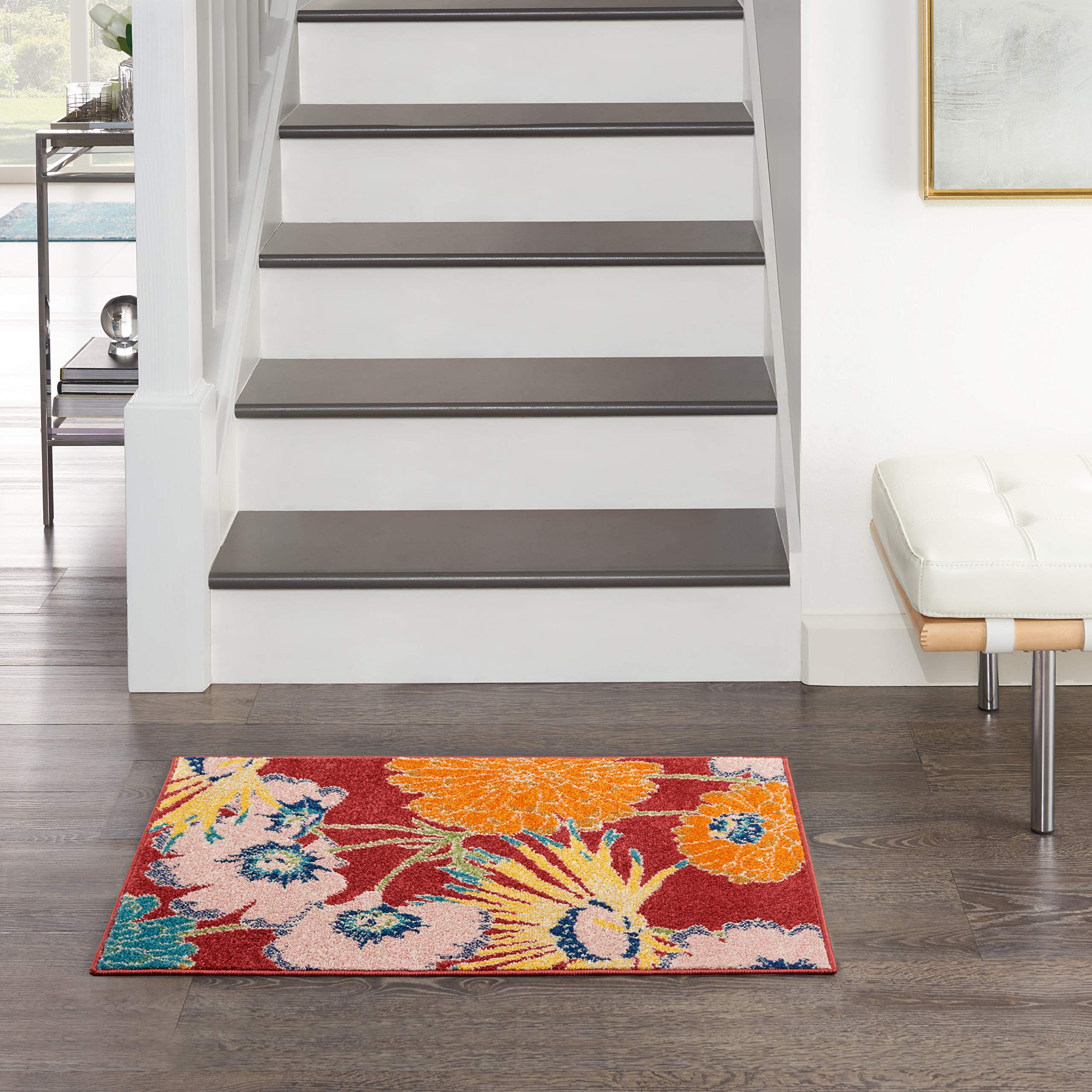 Nourison Allur Red Multicolor 2' x 3' Modern Floral Area Rug - Non-Shedding, Easy to Clean - Perfect for Bedroom, Living Room, Dining Room & Kitchen Decor