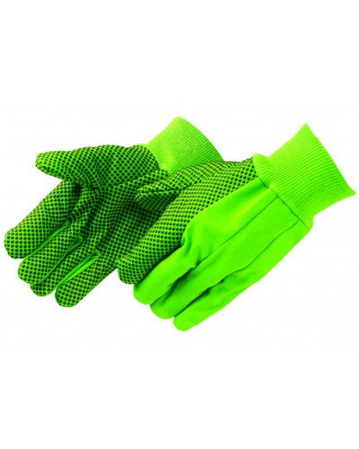 Premium Double Palm Canvas Gloves with Black PVC Dots - Men's Work Gloves (12-Pack) - Ideal for Construction, Gardening & Heavy-Duty Tasks