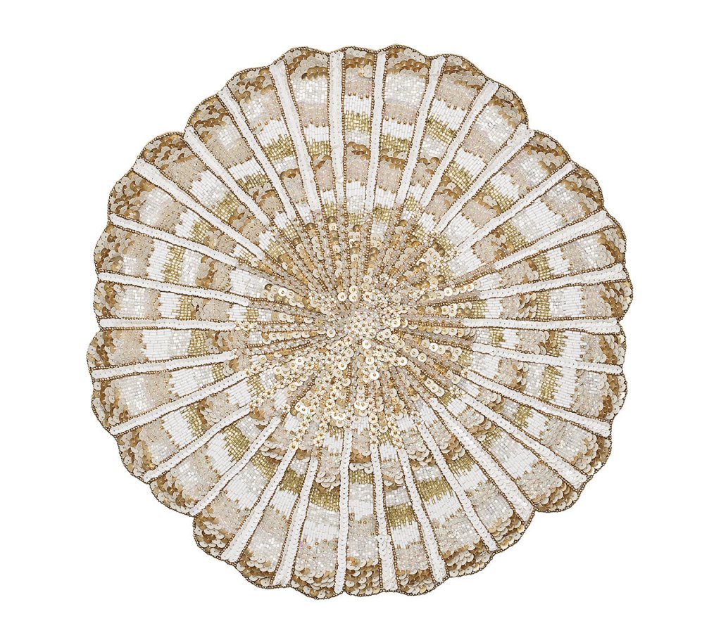 Champagne & Gold Nautilus Placemat Set of 2 - Elegant Table Decor for Dining, Parties & Home Decor