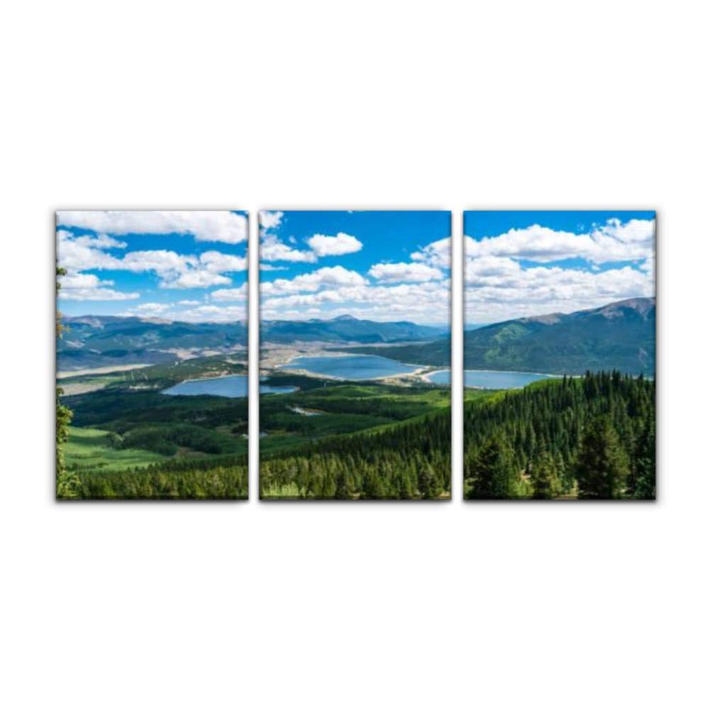 Modern Canvas Painting - Twin Lakes Landscape Summer Sunshine in Colorado Rocky Mountains Wall Art, Framed Oil Painting Print for Home, Office, Bedroom Decor (16