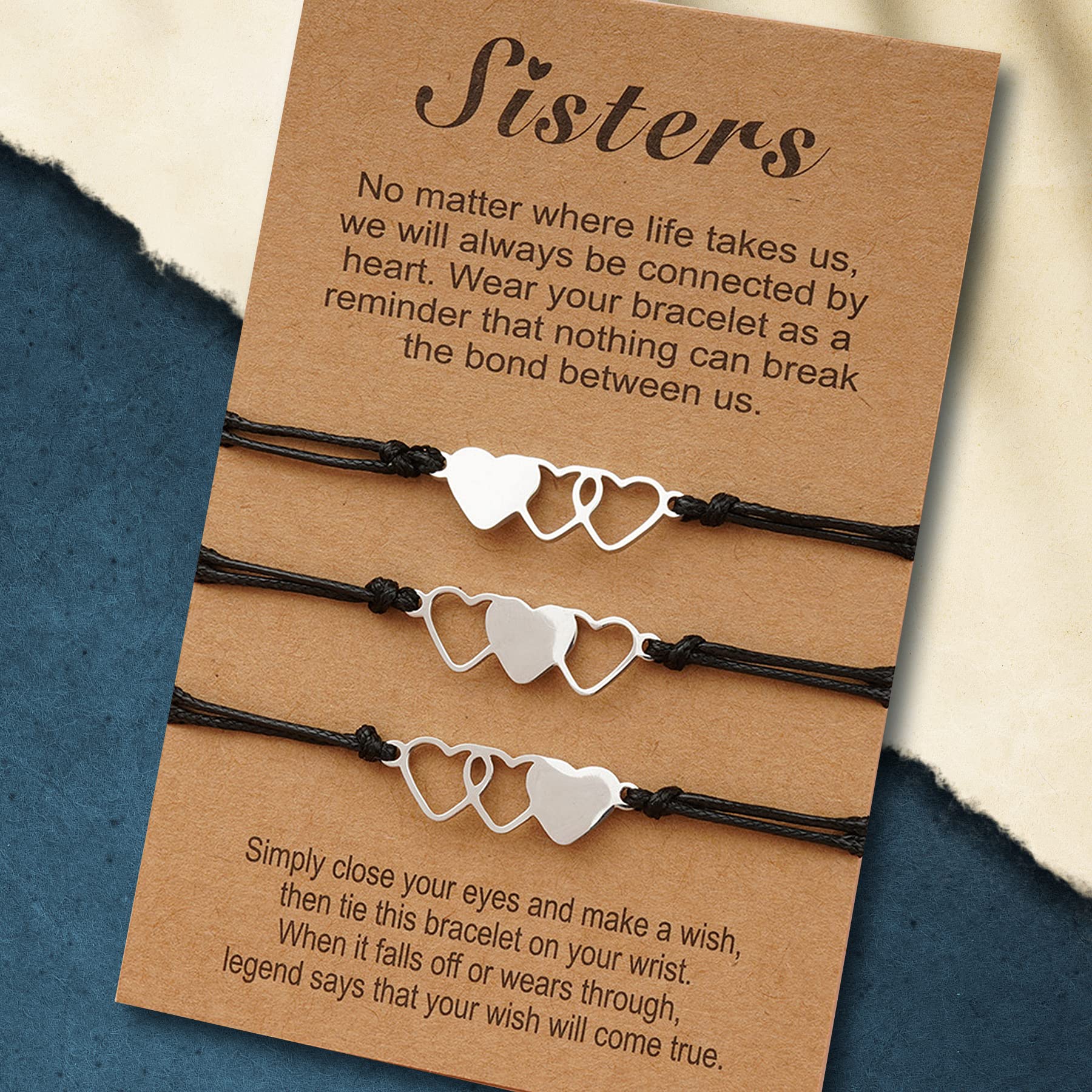 3PCS/4PCS Sisters Best Friend Bracelet Set - Heart Matching Friendship Bracelets for Women, Family, and Loved Ones - Perfect for Birthdays, Anniversaries, and Special Occasions