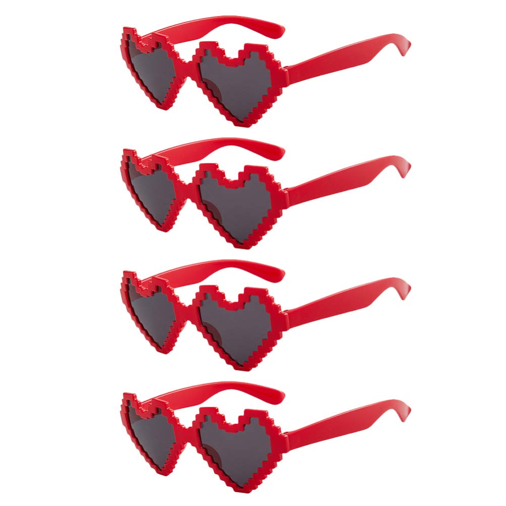 KESYOO 4Pcs Heart Shaped Sunglasses - Fun Mosaic Love Glasses for Couples & Adults - Perfect for Valentine's Day, Bachelorette Parties & Photo Props