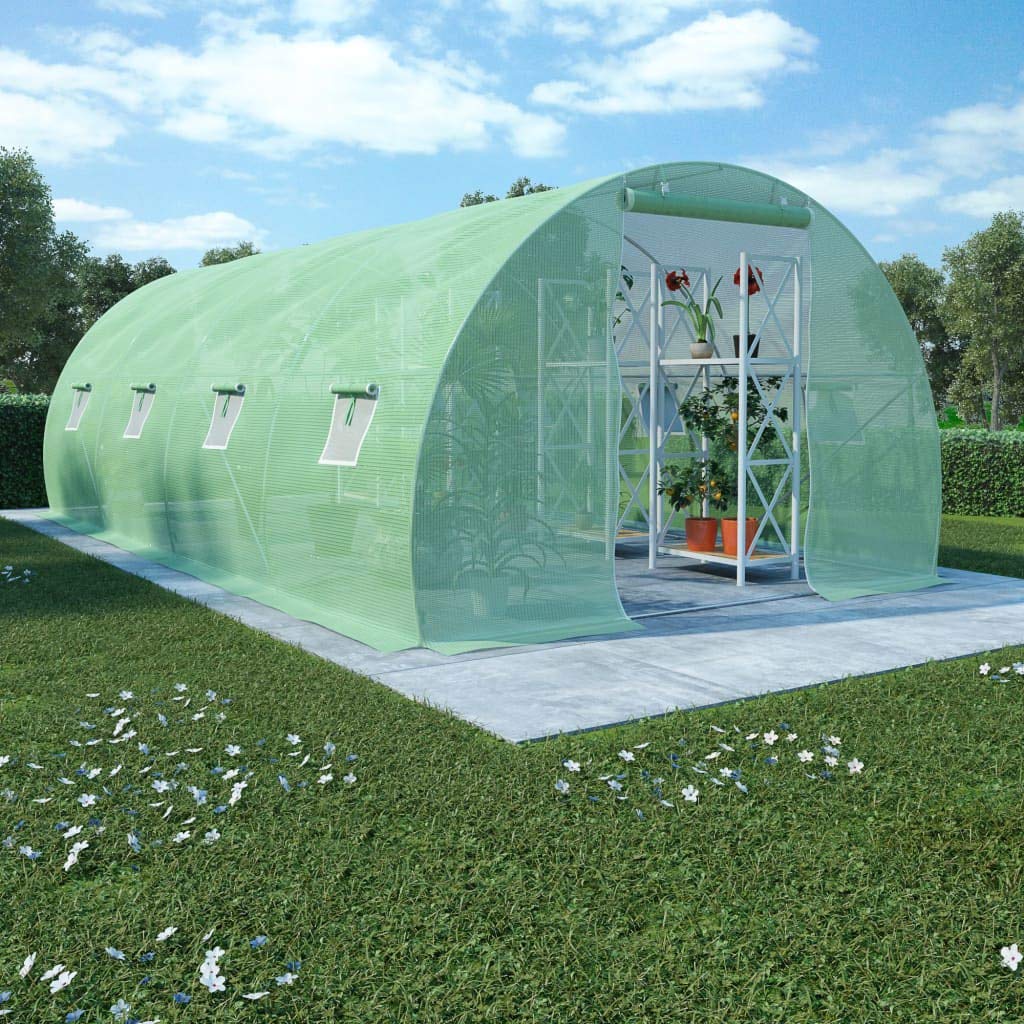 193.8 sq ft Walk-in Greenhouse Tunnel with Roll-Up Windows & Zippered Door - 236.2