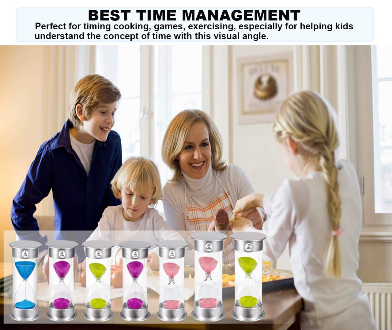 3 Minute Sand Timer - Large Plastic Hourglass for Kids, Games, Classroom & Kitchen | Blue Decorative Sand Clock for Time Management & Learning Activities