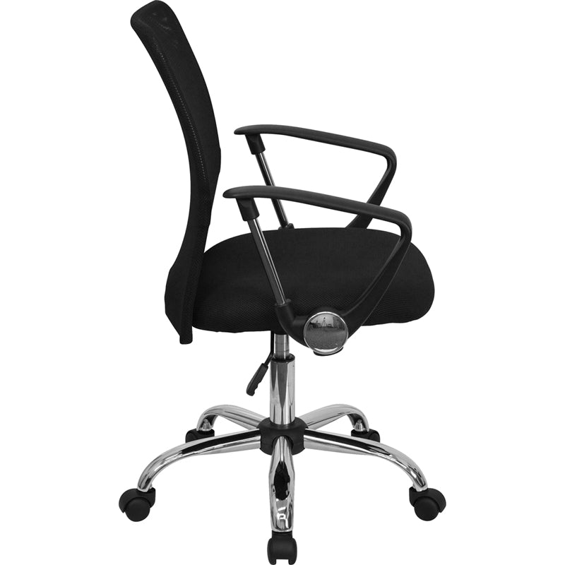Ergonomic FLASH Jenkins Mid Back Mesh Office Chair with Lumbar Support & Adjustable Arms - Black Swivel Task Chair for Home Office, Gaming & Workspace Comfort