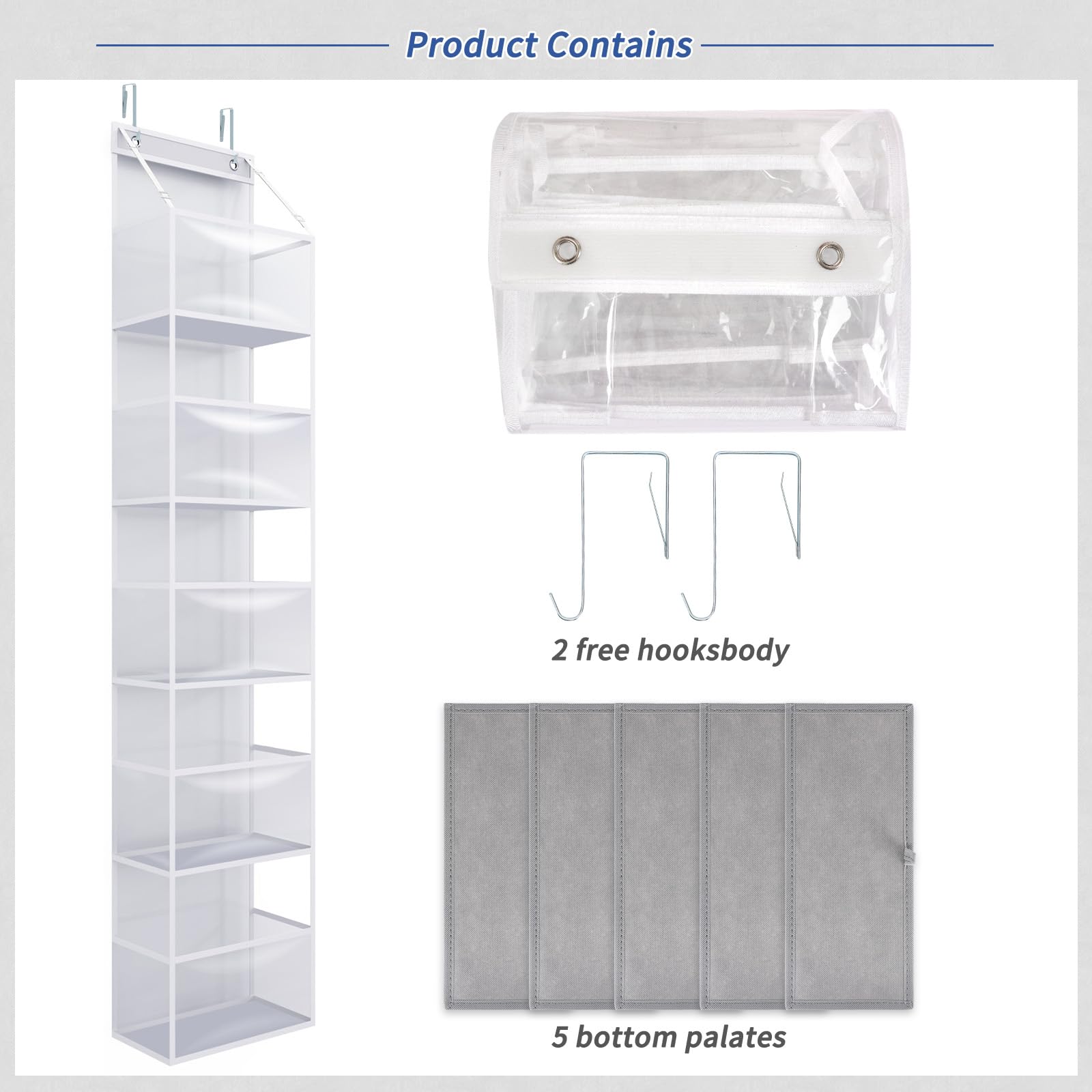 Fixwal 5-Tier Over The Door Hanging Pantry Organizer - Clear Plastic Pocket Storage Shelf for Closet, Bedroom, Bathroom & Nursery - Heavy Duty 25lb Capacity Space Saver - Perfect for Organizing Snacks, Toys, Toiletries & Household Essentials