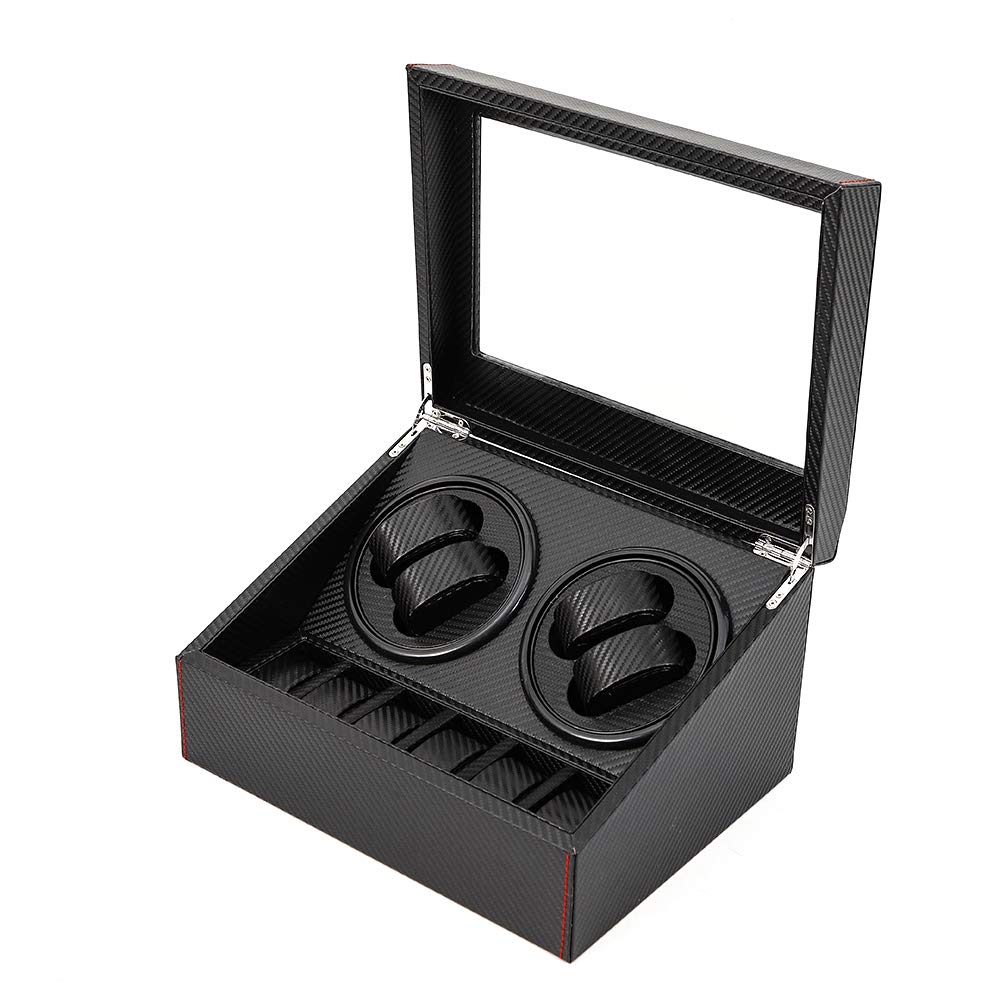 4+6 Automatic Rotating Leather Watch Winder Storage Case - Black Watch Box for Display & Collection | Perfect for Watch Enthusiasts & Luxury Storage