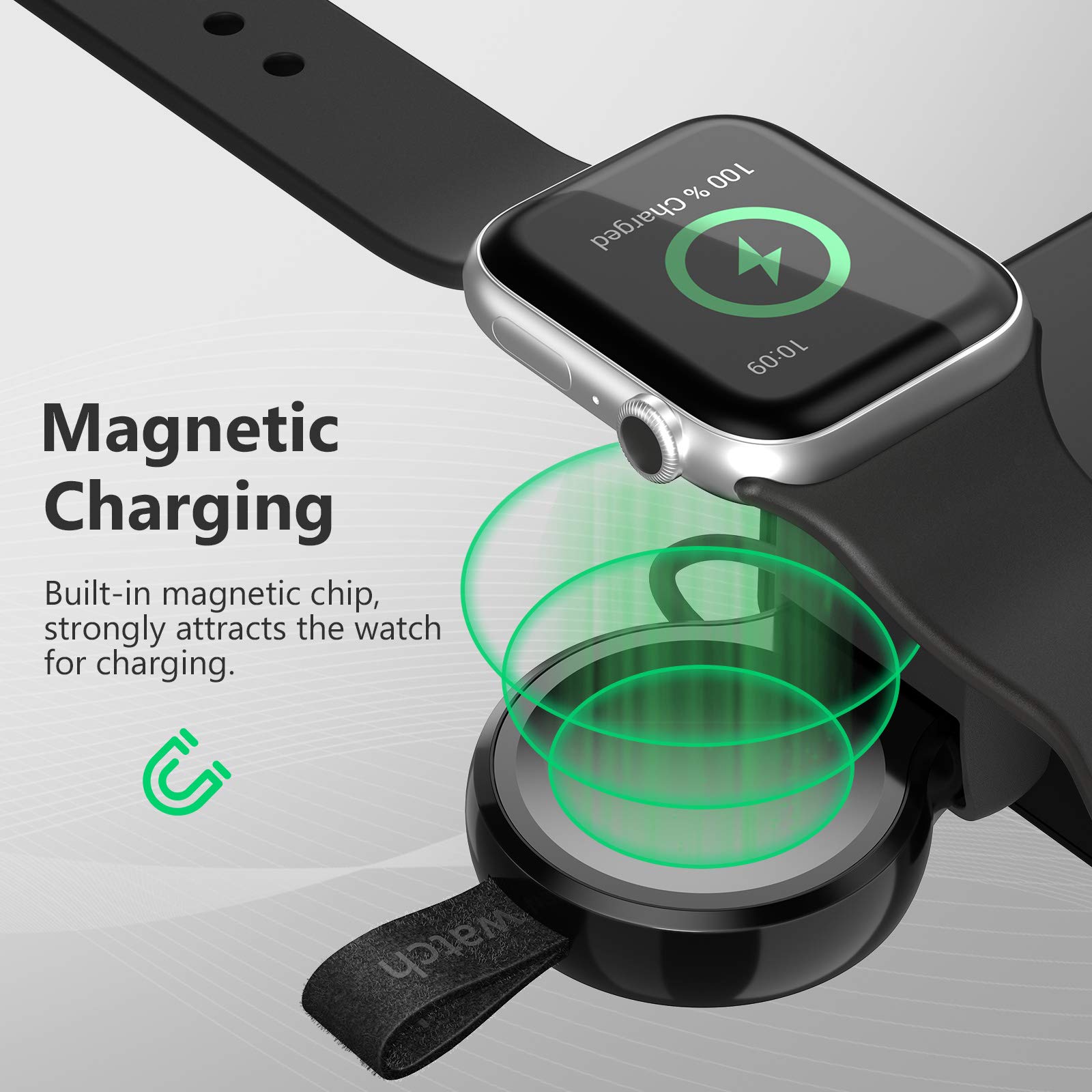 Magnetic Wireless Charger for Apple Watch Ultra/10/9/8/7/6/5/4/3/2/1/SE - Portable & Travel-Friendly Cordless Charging Dock - Perfect for Home, Office, Gym & Travel Use