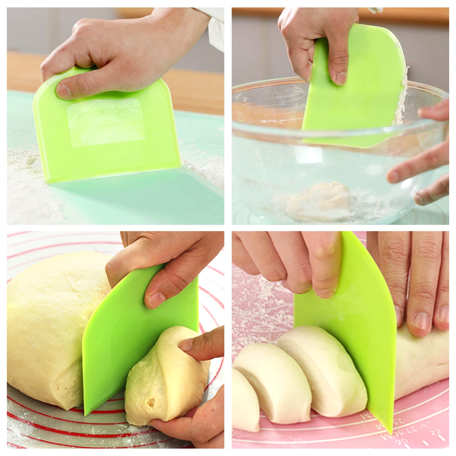 Redamancy 3-Piece Tarot Dough Scraper Set - Stainless Steel Dough Cutter & Pastry Tool for Baking, Pizza, Bread, Cakes - Perfect for Home Bakers & Professional Kitchens