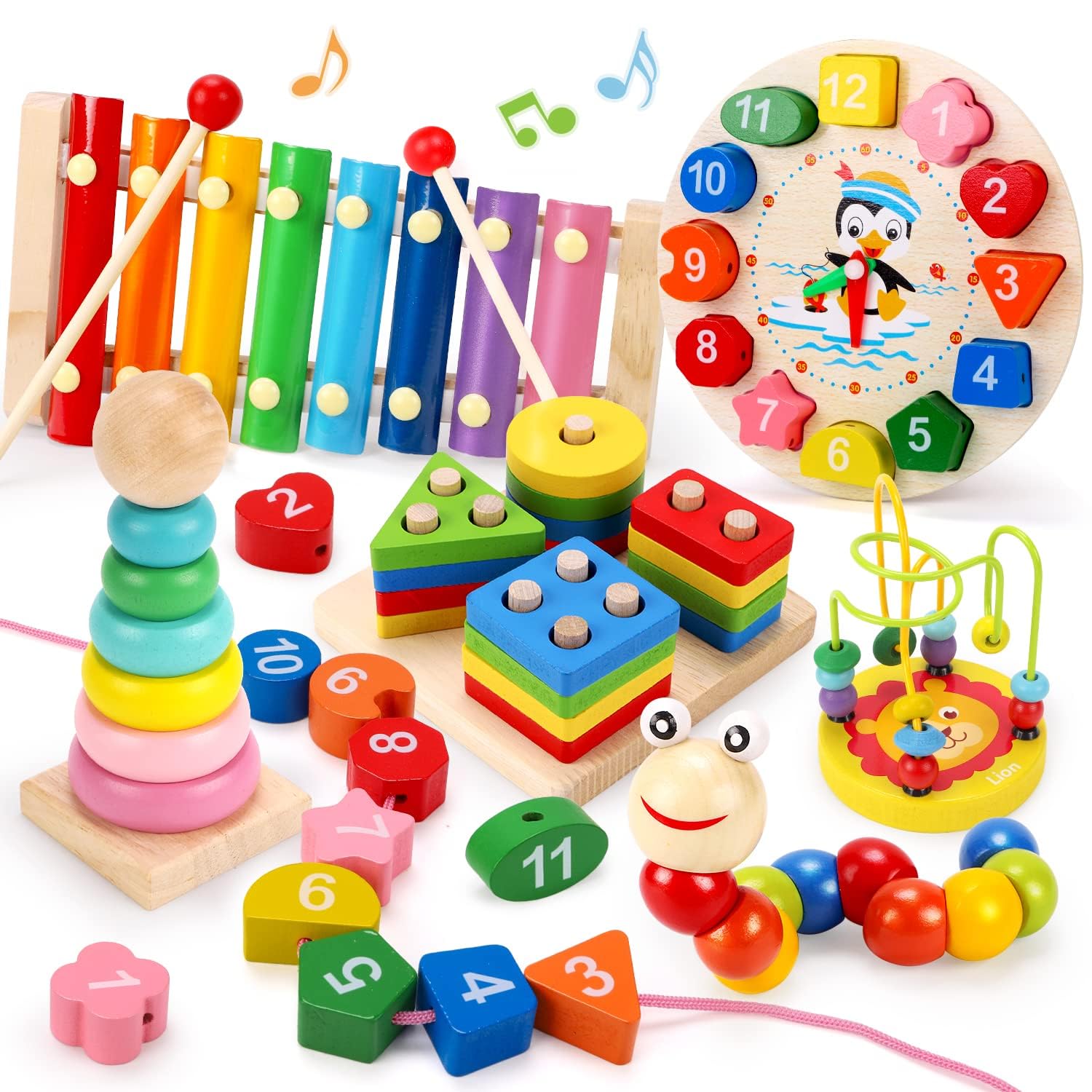 Montessori Wooden Toys for Kids Ages 2-6 - 6PCS Educational Learning Toys Set for Toddlers & Preschoolers | Perfect Birthday Gift for Boys & Girls | STEM Learning, Classroom & Homeschool Activities