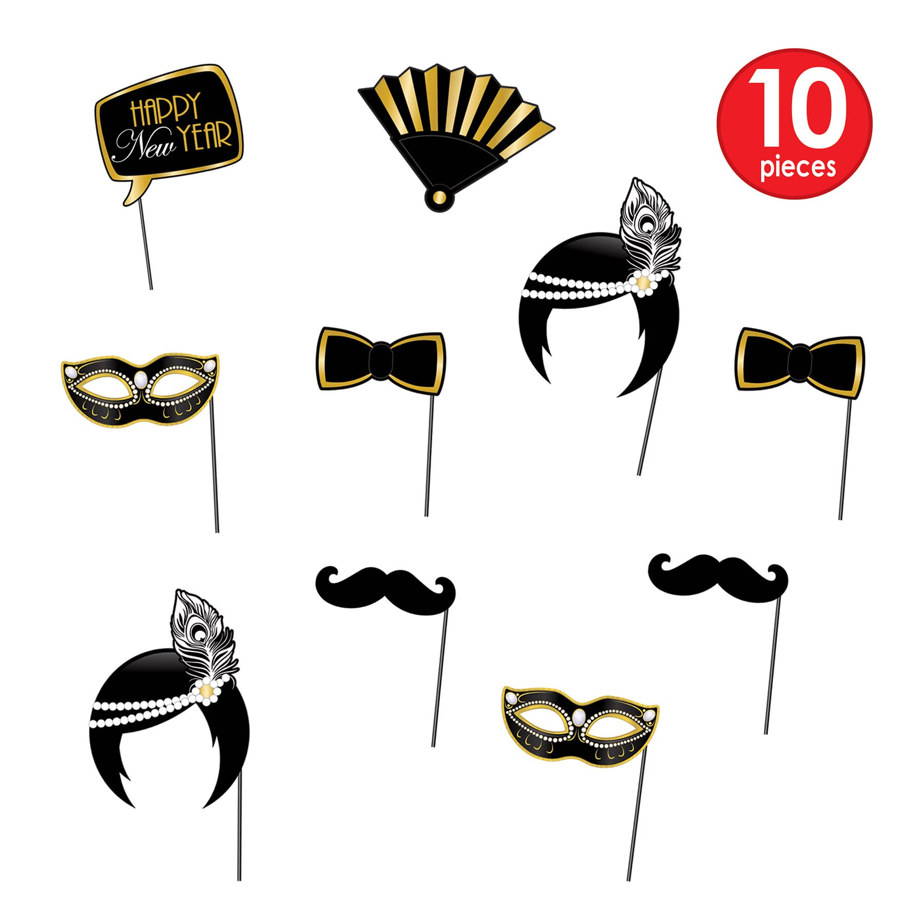 Beistle New Year's Eve Party Hats - Set of 12 Black Gold White Celebration Hats for Adults & Kids - Perfect for NYE Countdown, Birthday Parties & Festive Celebrations