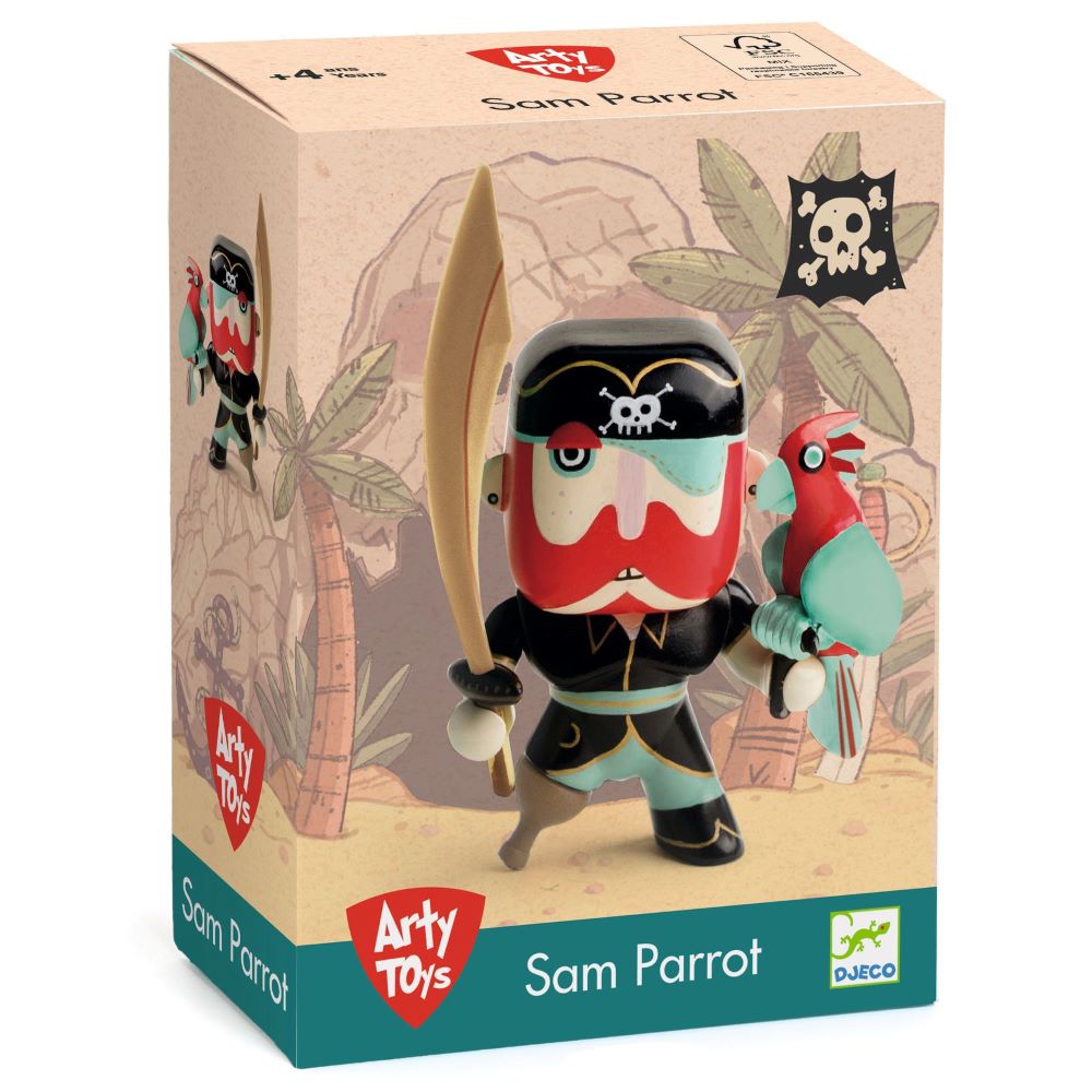 DJECO Arty Toys Pirates Sam Parrot - Colorful Interactive Parrot Toy for Kids | Perfect for Pretend Play, Storytelling & Imaginative Adventures