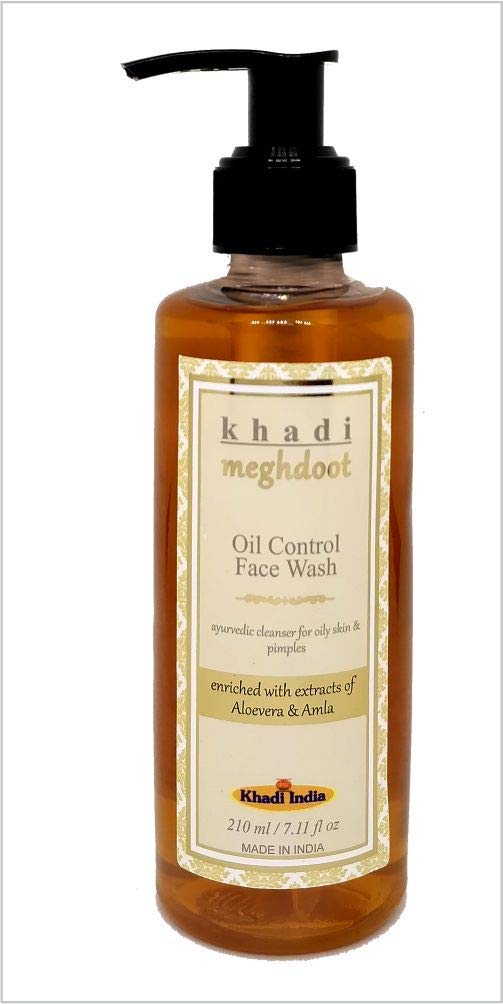 KHADI MEGHDOOT Oil Control Face Wash with Aloe Vera & Amla - 210ml | Natural Ayurvedic Cleanser for Oily & Acne-Prone Skin | Daily Skincare Routine for Men & Women