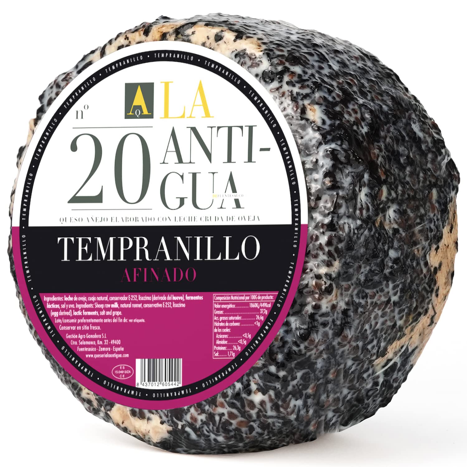 Aged Sheep Milk Cheese Wedge in Tempranillo Wine - 1 Year Aged, 1 lb (454g) - Premium Artisan Cheese for Charcuterie Boards, Wine Pairing & Gourmet Gifts - Overnight Shipping Guaranteed