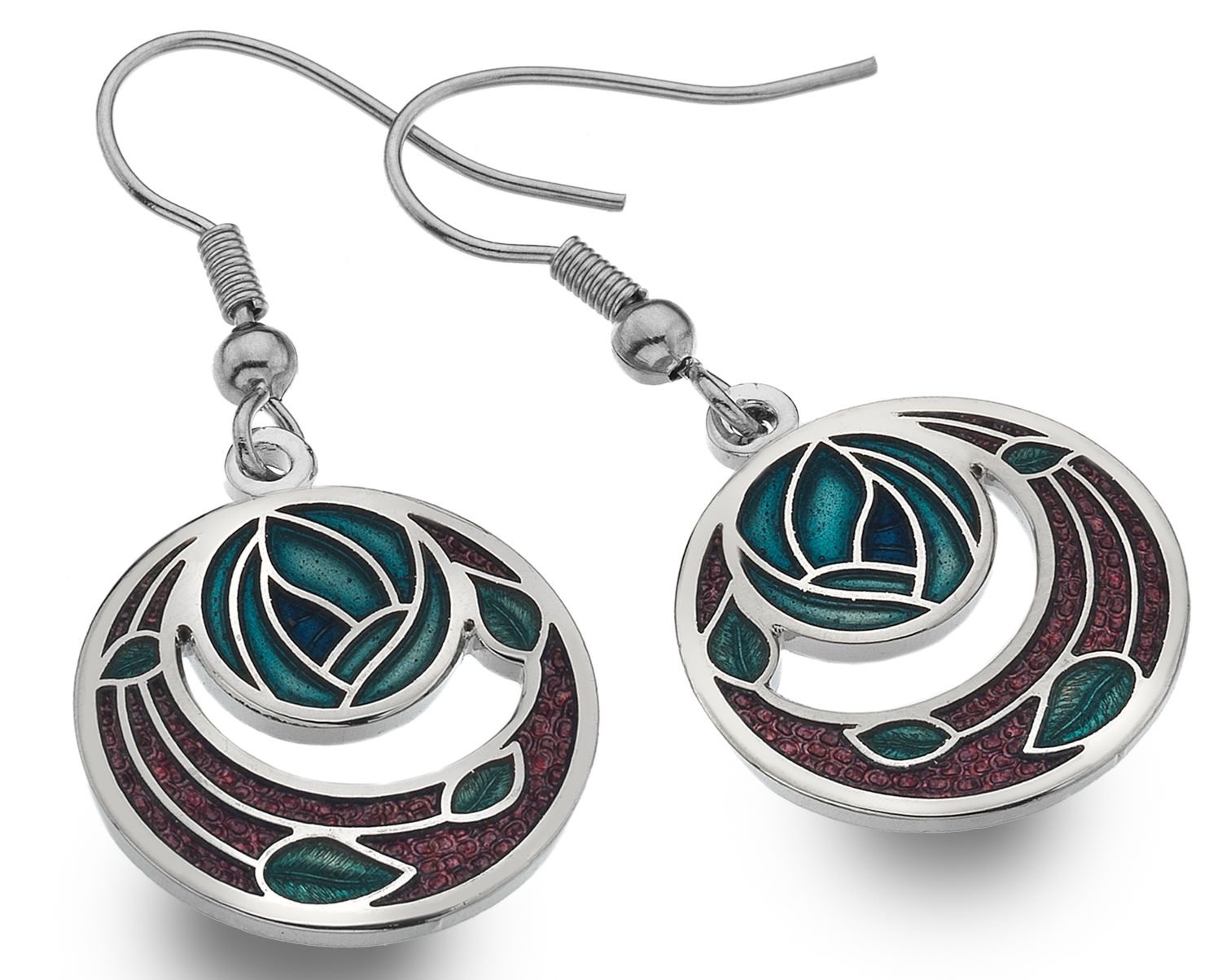 Mackintosh Rose & Coils Earrings - Vintage Style Floral Dangle Earrings for Women - Perfect for Weddings, Parties & Special Occasions