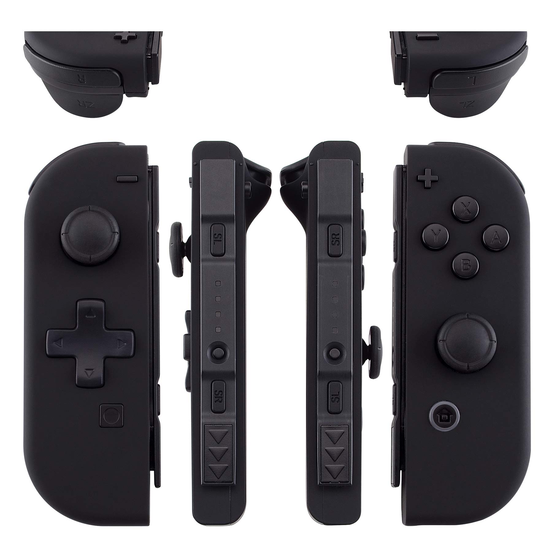 ExtremeRate Replacement D-pad & Button Kit for Nintendo Switch & OLED Joy-Con - Black ABXY Keys, SR SL L R ZR ZL Triggers with Springs (D-pad Compatible with ExtremeRate Shell Only) - Perfect for DIY Repairs & Controller Customization