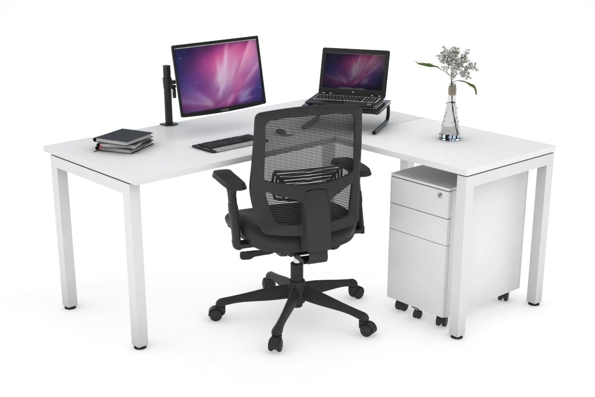 L-Shaped Corner Office Desk with Quadro Square Legs - 1800L x 1450W - Perfect for Home Office, Study Room & Workspace Organization