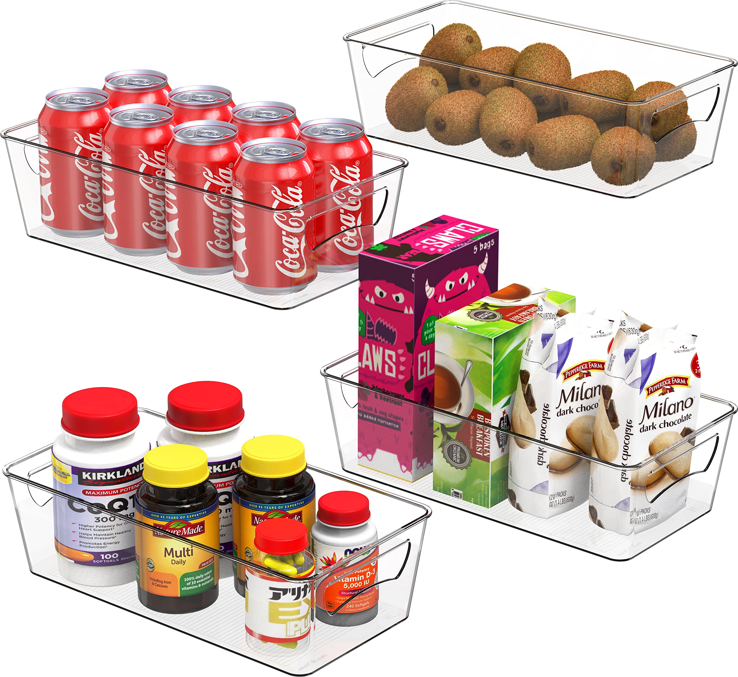 Clear Plastic Storage Bins Organizer for Freezer, Fridge, Pantry - 12