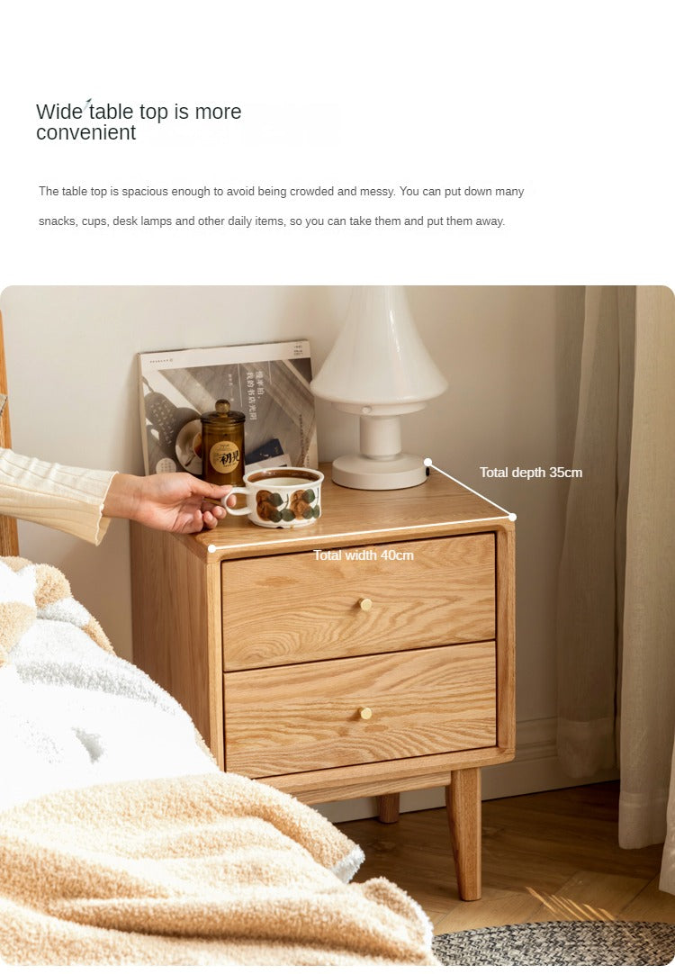 Solid Wood Nightstand - Beech or Oak Bedside Table for Bedroom, Modern & Rustic Home Decor, Durable and Stylish Storage Solution