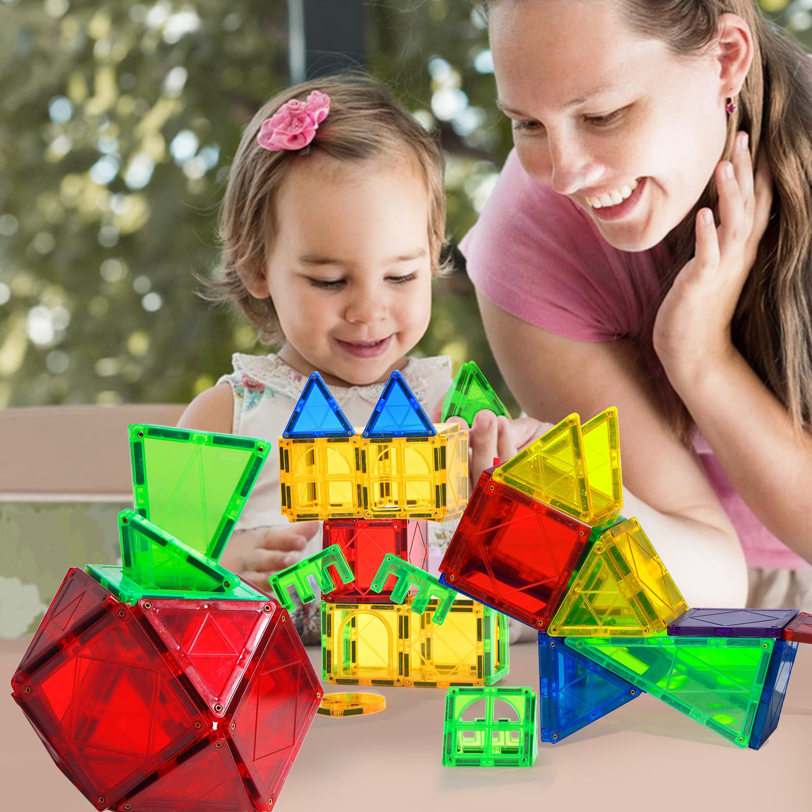 STEM Magnetic Tiles Toys for Kids - 32PCS Educational Building Blocks for Preschool Learning & Sensory Play