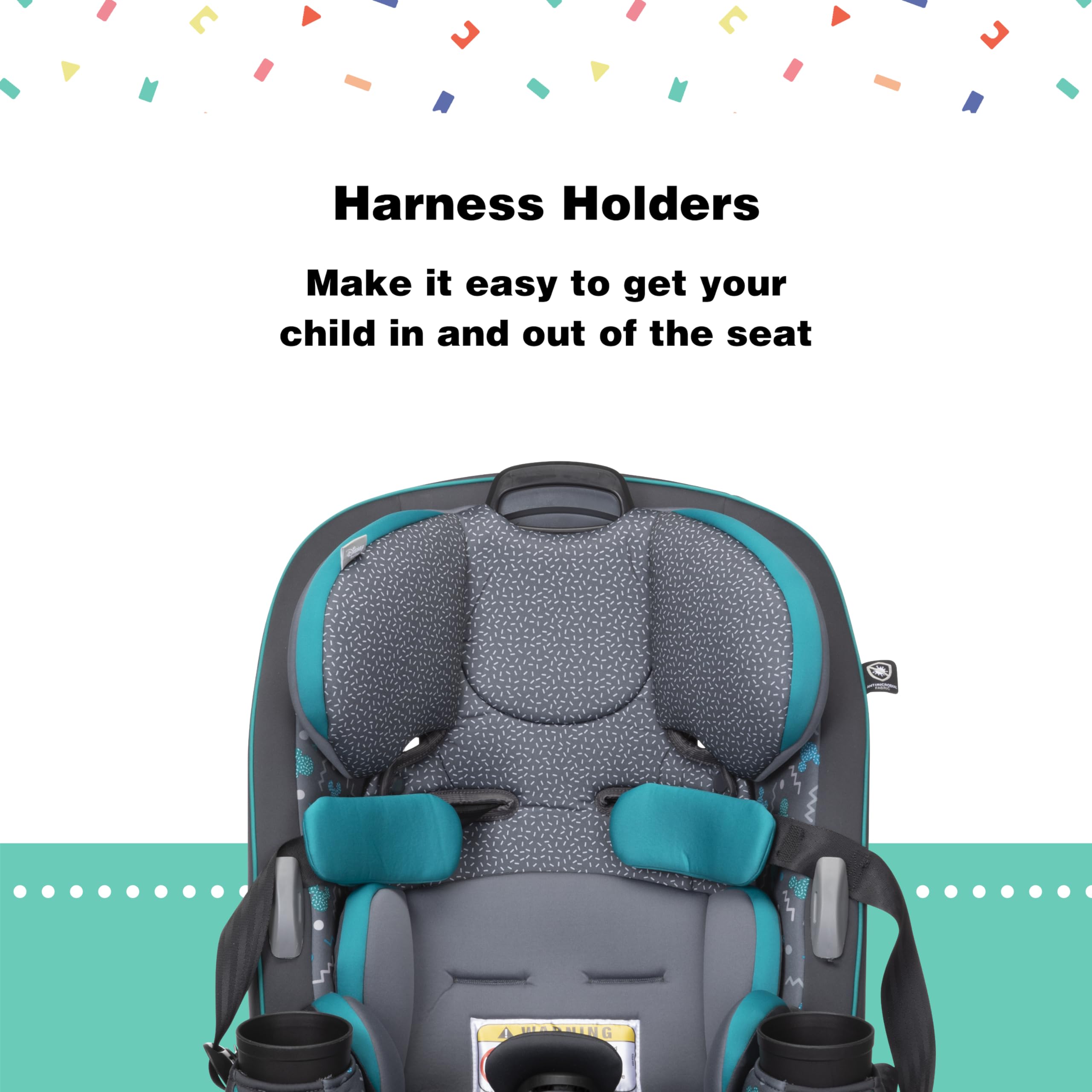 Disney Minnie Mouse Convertible Car Seat for Infants & Toddlers - Rear Facing 5-40 lbs, Forward Facing 30-65 lbs, Booster 40-100 lbs - 3-in-1 Safety Car Seat for Baby to Big Kid - Perfect for Travel, School Runs & Family Road Trips