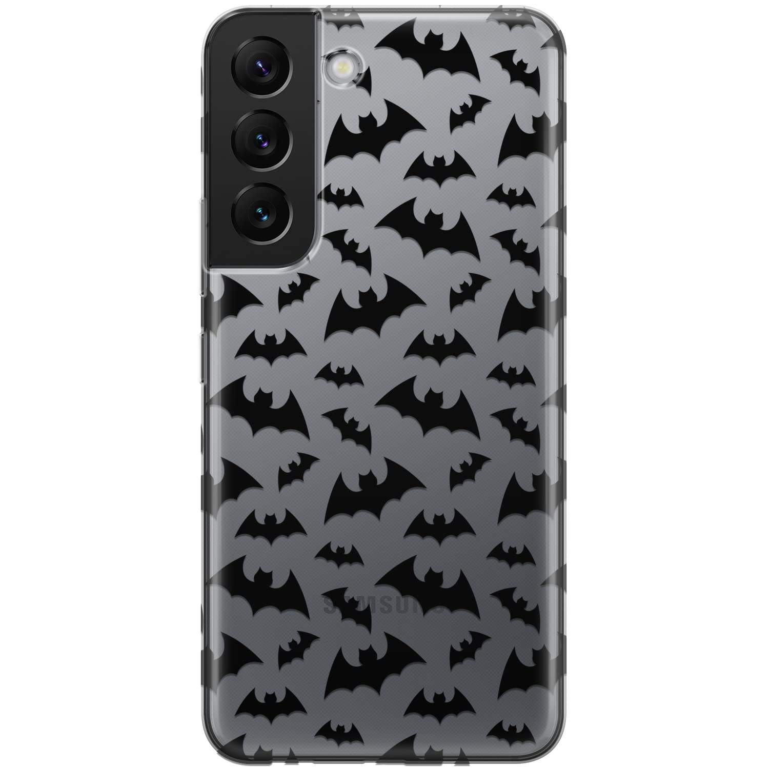 Spooky Bats Halloween Phone Case for Samsung Galaxy S24/S23 Ultra/S22+/S21 FE 5G/S20/Note 20/10 - Lightweight Durable Silicone Cover with Goth Witchcraft Print (Black/Clear) - Perfect for Halloween Parties, Cosplay & Gothic Fashion Accessories