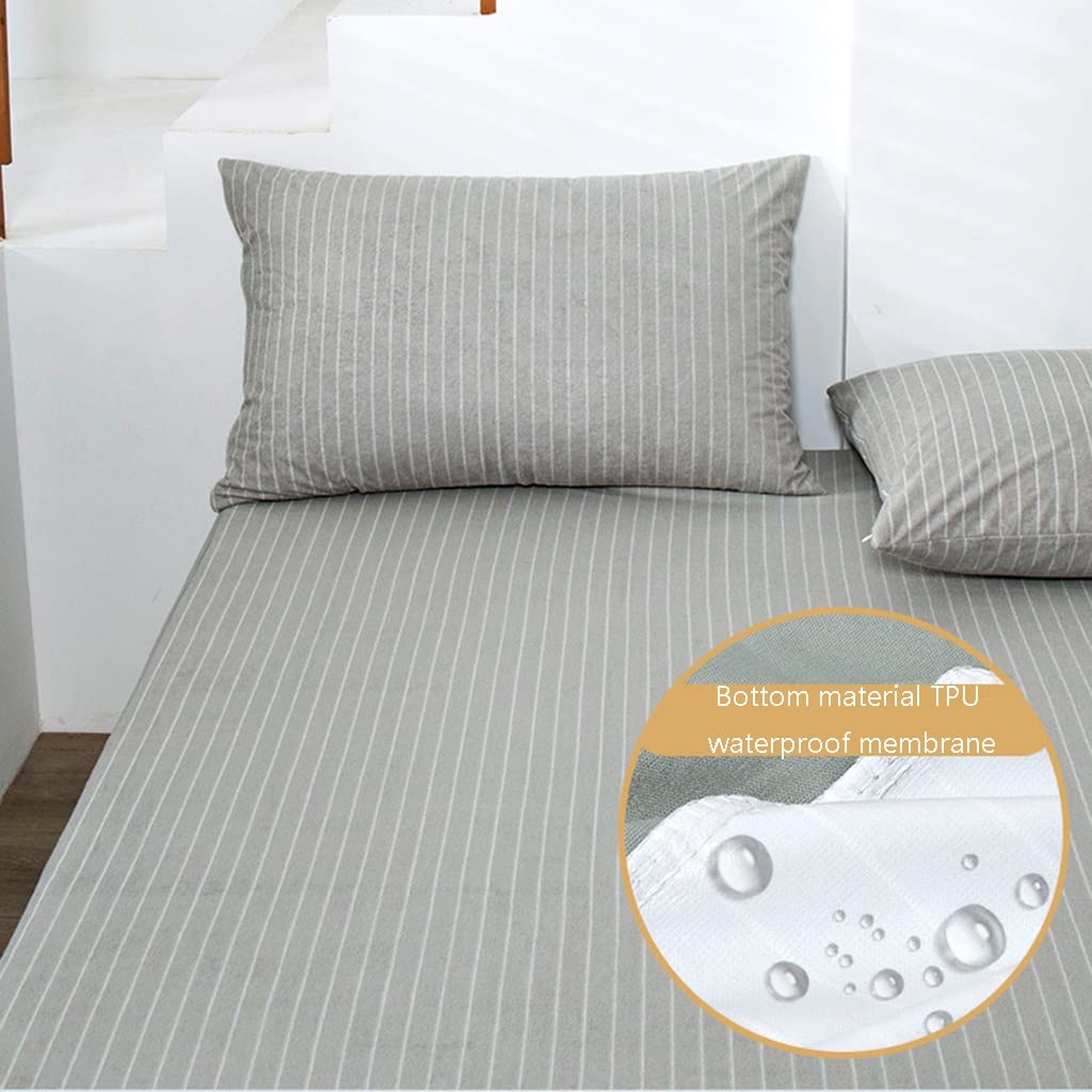 100% Waterproof Mattress Protector - Twin, Full, Queen, King Size - Breathable Microfiber Mattress Cover with Deep Pocket - Ultra Soft Striped Bed Protector (Grey, 90x200+28cm) - Perfect for Kids, Adults & Allergy Sufferers - Ideal for Bedrooms, Dorms & Guest Rooms