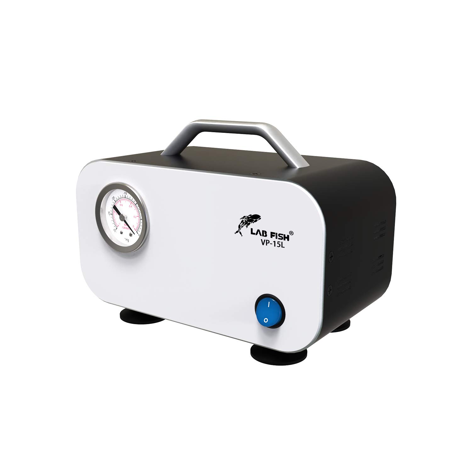 LAB FISH Portable Oilless Diaphragm Vacuum Pump - 15L/min High Flow Rate for Laboratory Filtration, 110V-220V Dual Voltage with Rubber Tube - Ideal for Chemistry Experiments, Medical Research & Scientific Applications