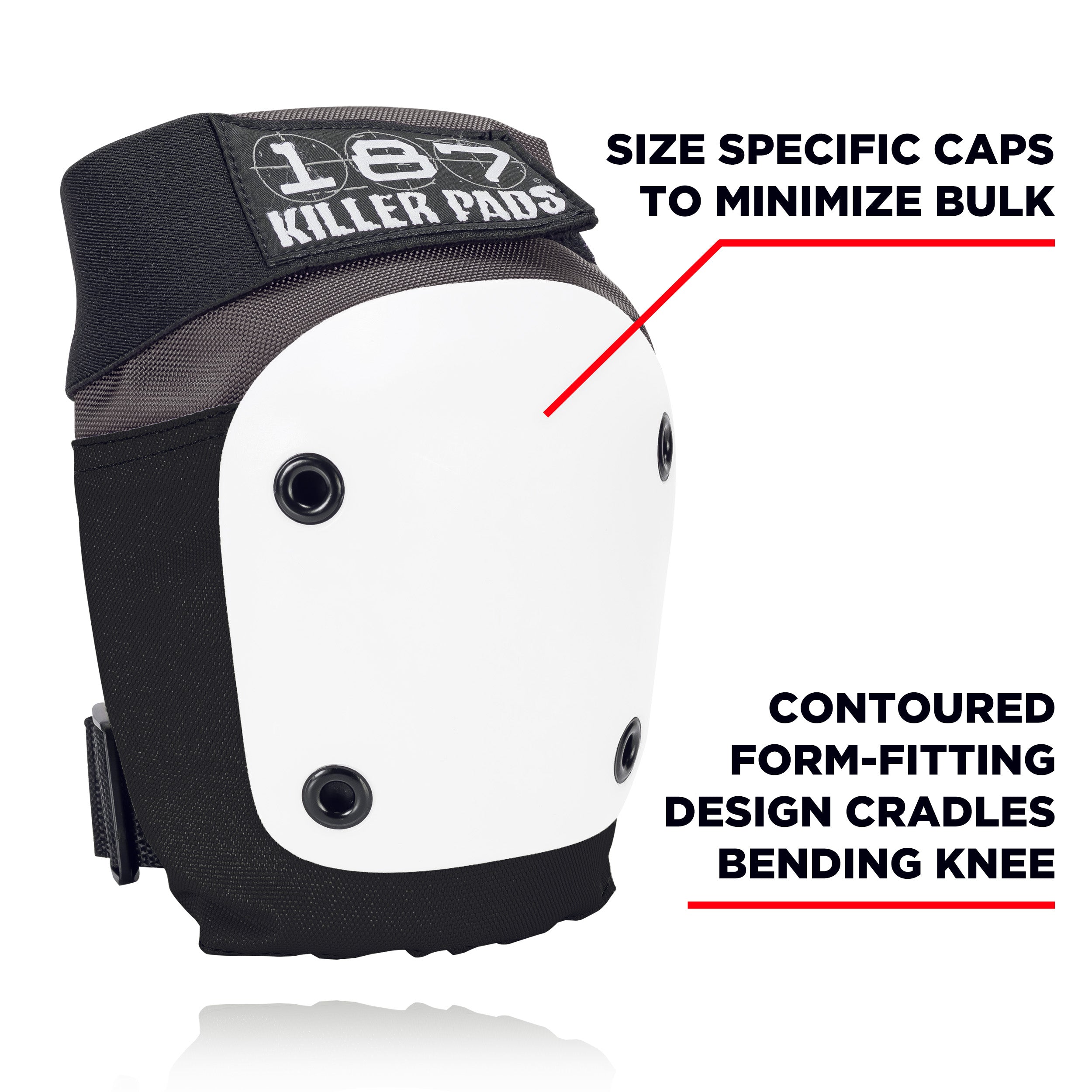 FLY KNEE PAD Grey/Black with White Caps - Protective Knee Support for Running, Cycling, Workouts & Outdoor Sports