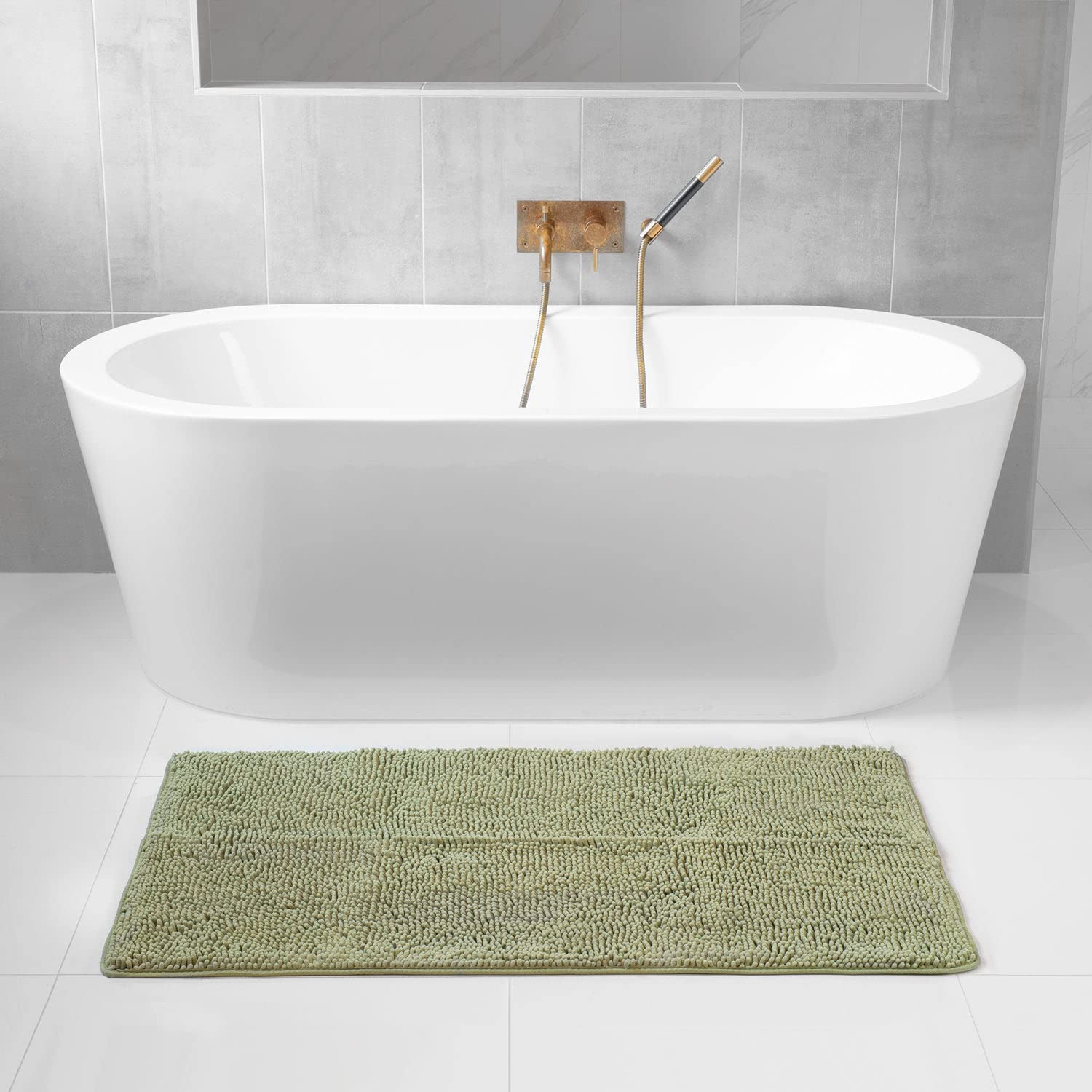Premium Tafts Bathroom Rugs - Ultra Soft Chenille Microfiber Bath Mat with Extra Thick Memory Foam, Super Absorbent & Machine Washable, Non-Slip Shaggy Bathroom Rug (21