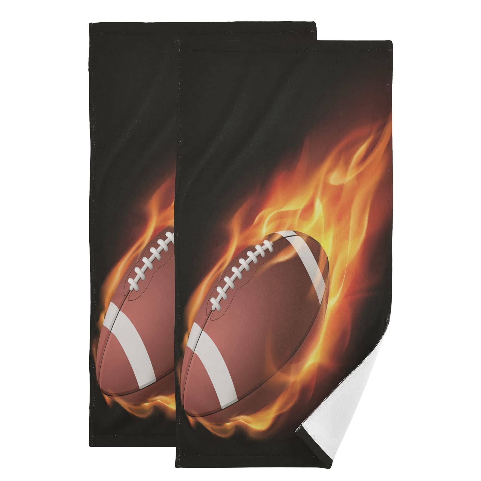 ALAZA 2-Pack American Football Hand Towels - 28 x 14 Inch Soft Kitchen, Bathroom & Face Wash Cloths - Perfect for Sports Fans, Home Decor & Gifts