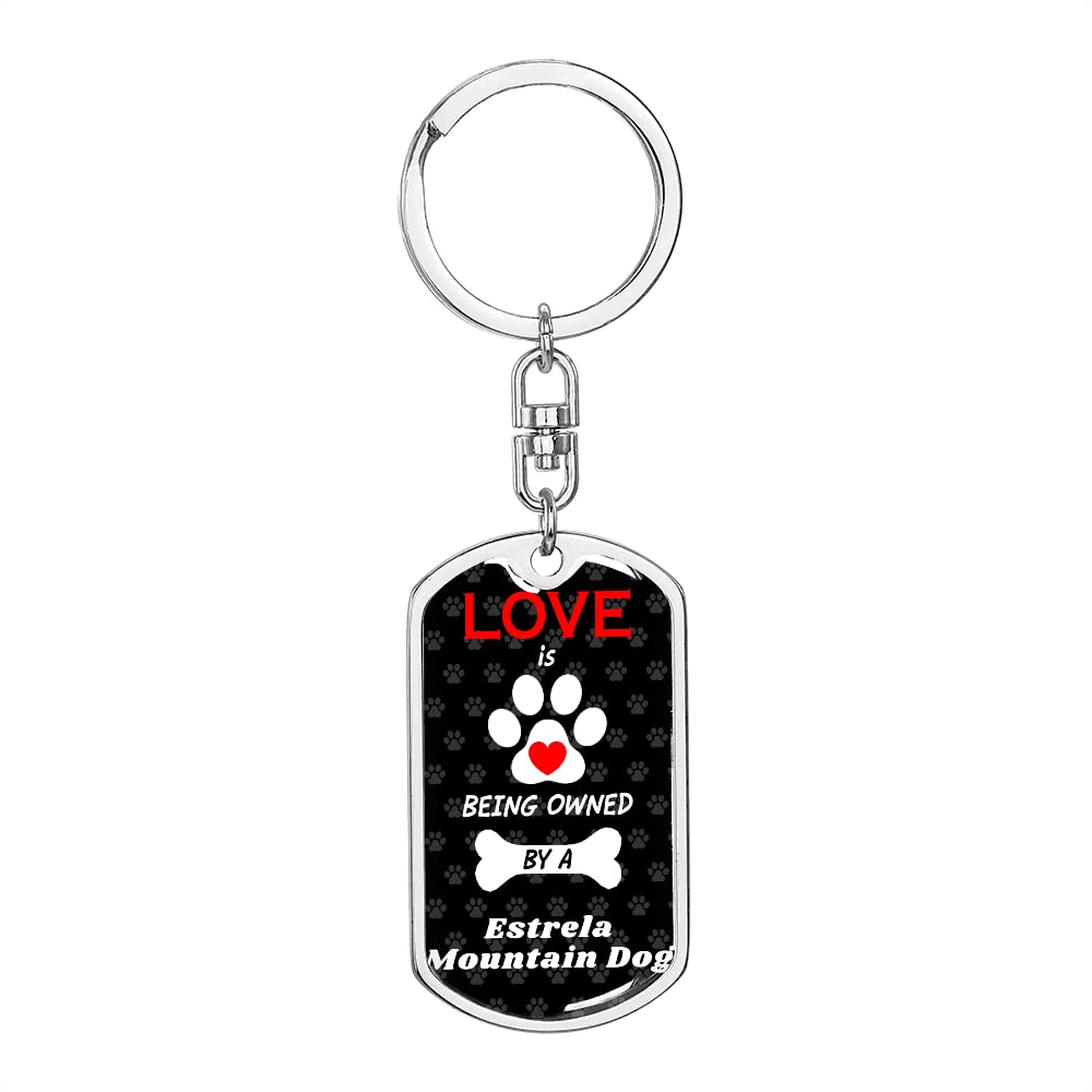 Estrela Mountain Dog Keychain - Stainless Steel or 18K Gold Pet ID Tag Keyring for Dogs - Perfect for Pet Lovers, Gifts & Daily Use