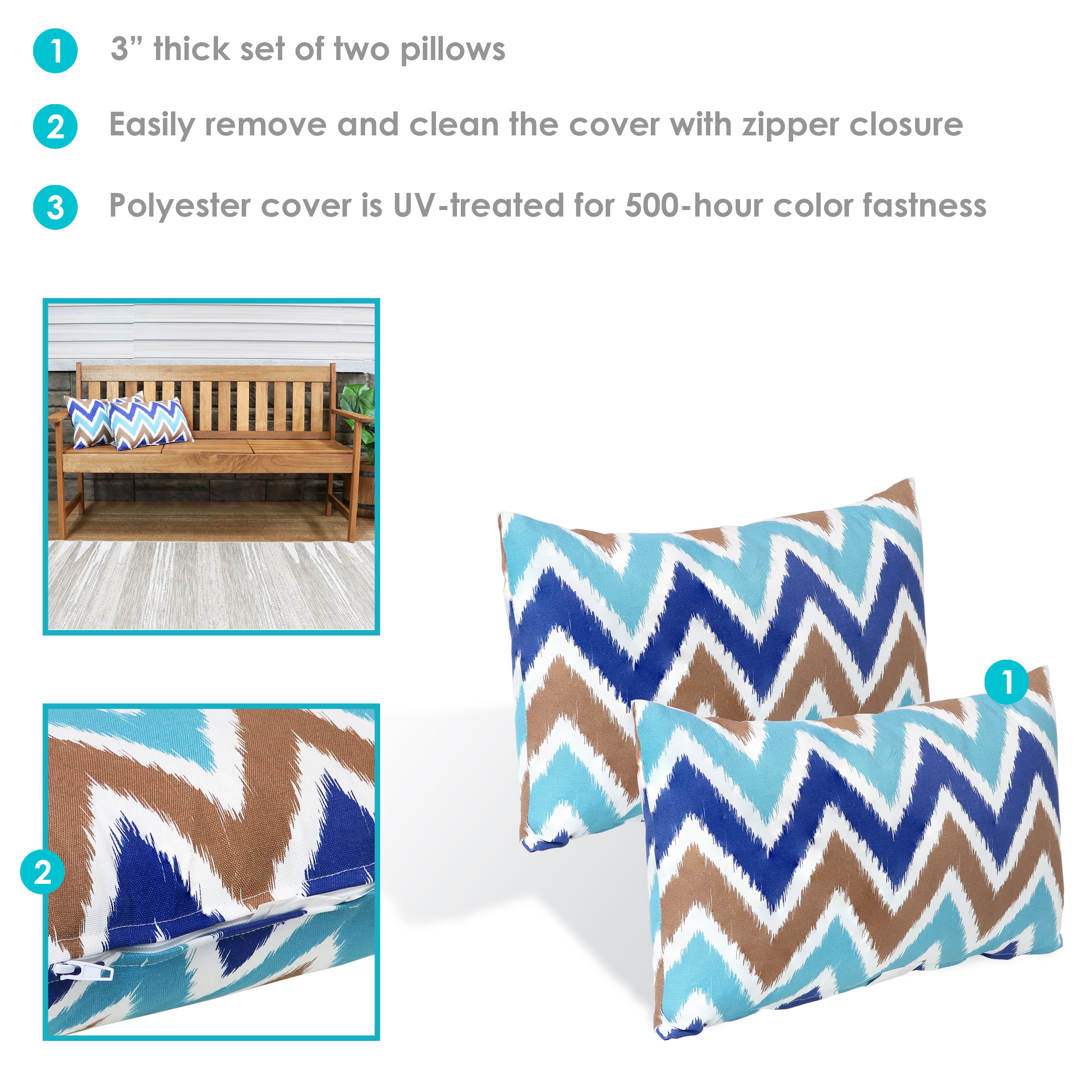 Stylish Sunnydaze Decorative Throw Pillows for Indoor & Outdoor Use - Perfect for Patio, Living Room, and Bedroom Decor