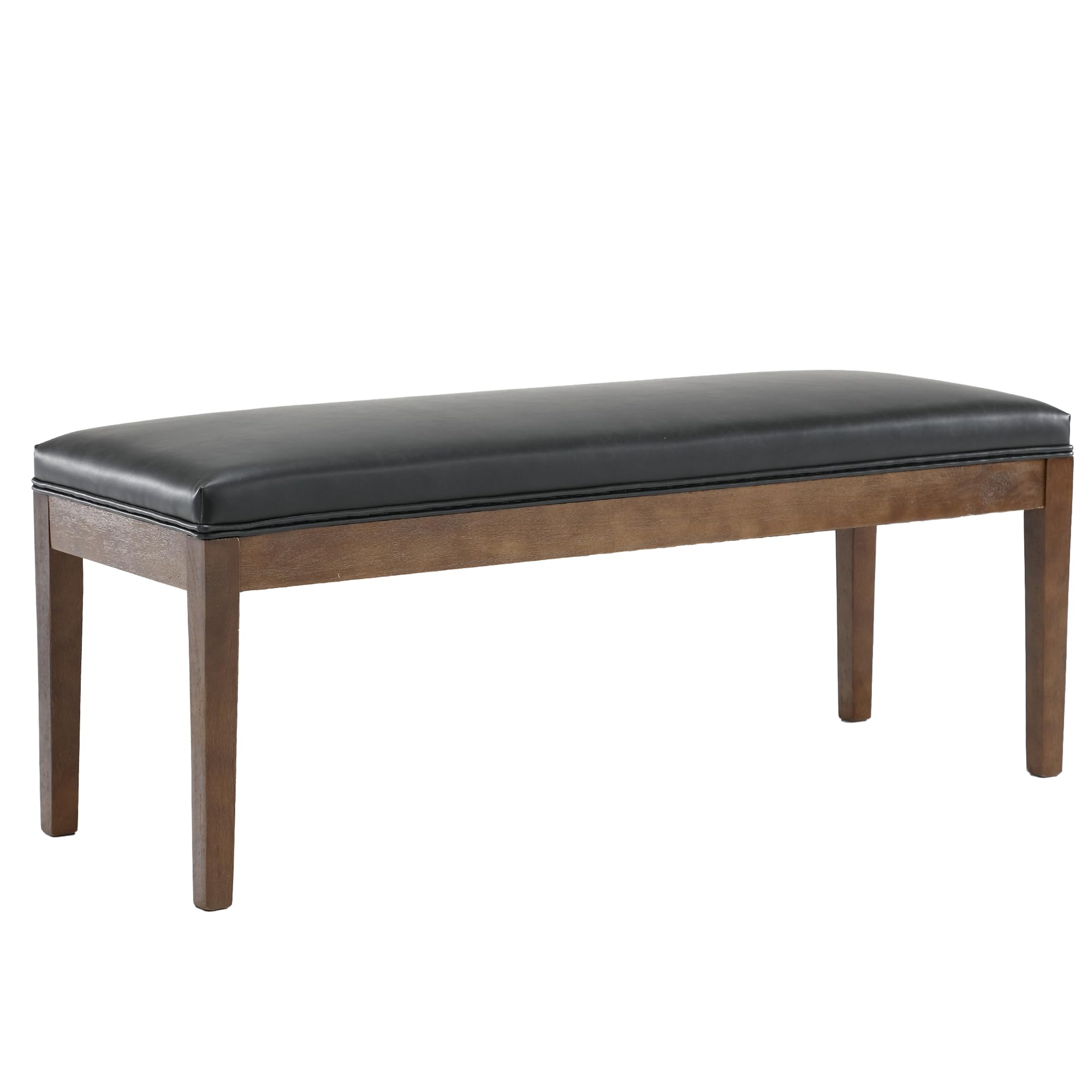 Modern Upholstered Entryway Bench with Wood Legs - PU Leather Shoe Bench for Hallway, Porch, Bedroom, Dining Room - Perfect for Entry Storage, Bed End Seating & Kitchen Window Decor (Black)