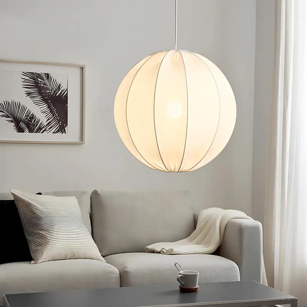 Modern Fabric White Globe Floor Lamp & Pendant Light - Adjustable Height for Living Room, Bedroom, and Office Lighting Decor