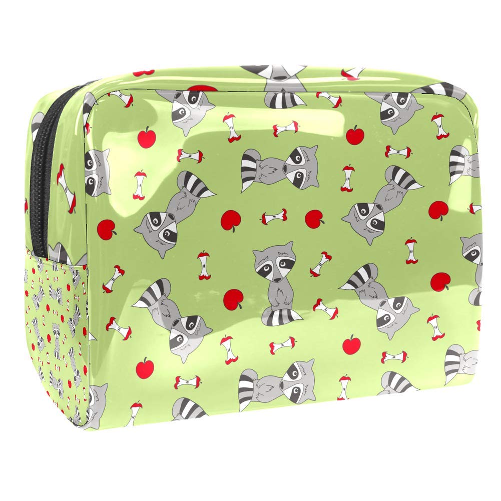 Portable Waterproof Makeup Bag with Zipper - Travel Toiletry Organizer for Women - Cute Raccoon Print Cosmetic Pouch - Perfect for Travel, Gym, and Daily Essentials Storage
