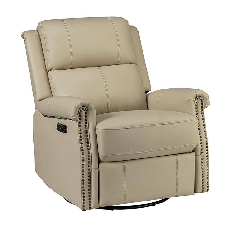 Kaietan Genuine Leather Power Rocking Recliner Chair - Adjustable Electric Massage Recliner Sofa for Living Room, Home Theater & Office Relaxation
