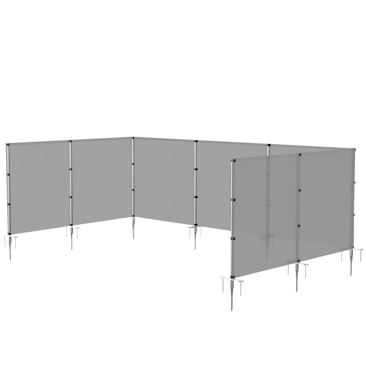 Coarbor 4'x24' Outdoor Removable Privacy Fence Panel - Grey Pool Fencing, Dog & Chicken Yard Barrier, Garden Border with Spikes & Poles | Perfect for Backyards, Vegetable Gardens & Pet Safety