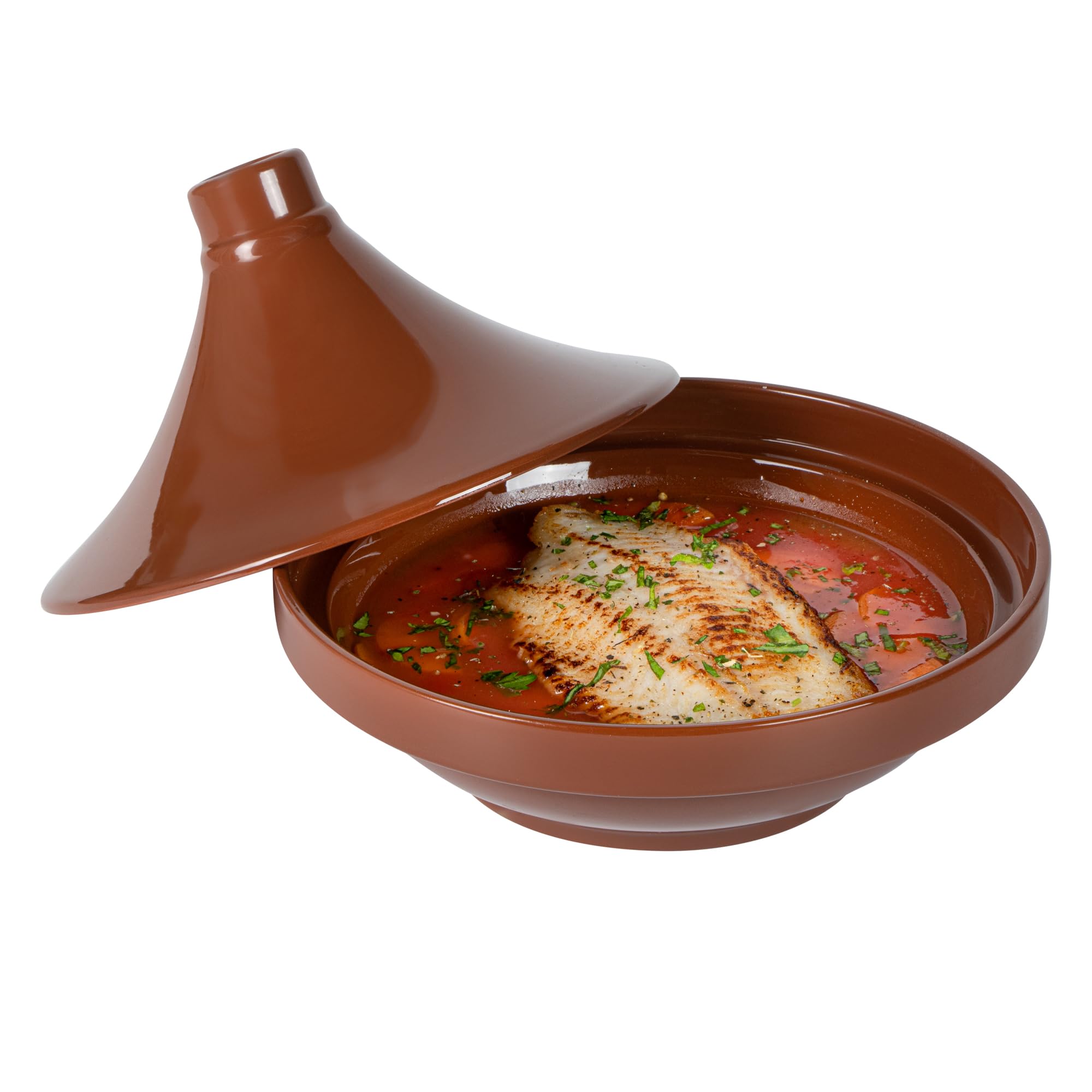 Restaurantware Terra Tek 26oz Terracotta Tagine Pot - Microwave & Oven Safe, Glazed Interior, Dishwasher Safe for Easy Cleaning | Perfect for Moroccan Cooking, Serving Stews & Home Decor