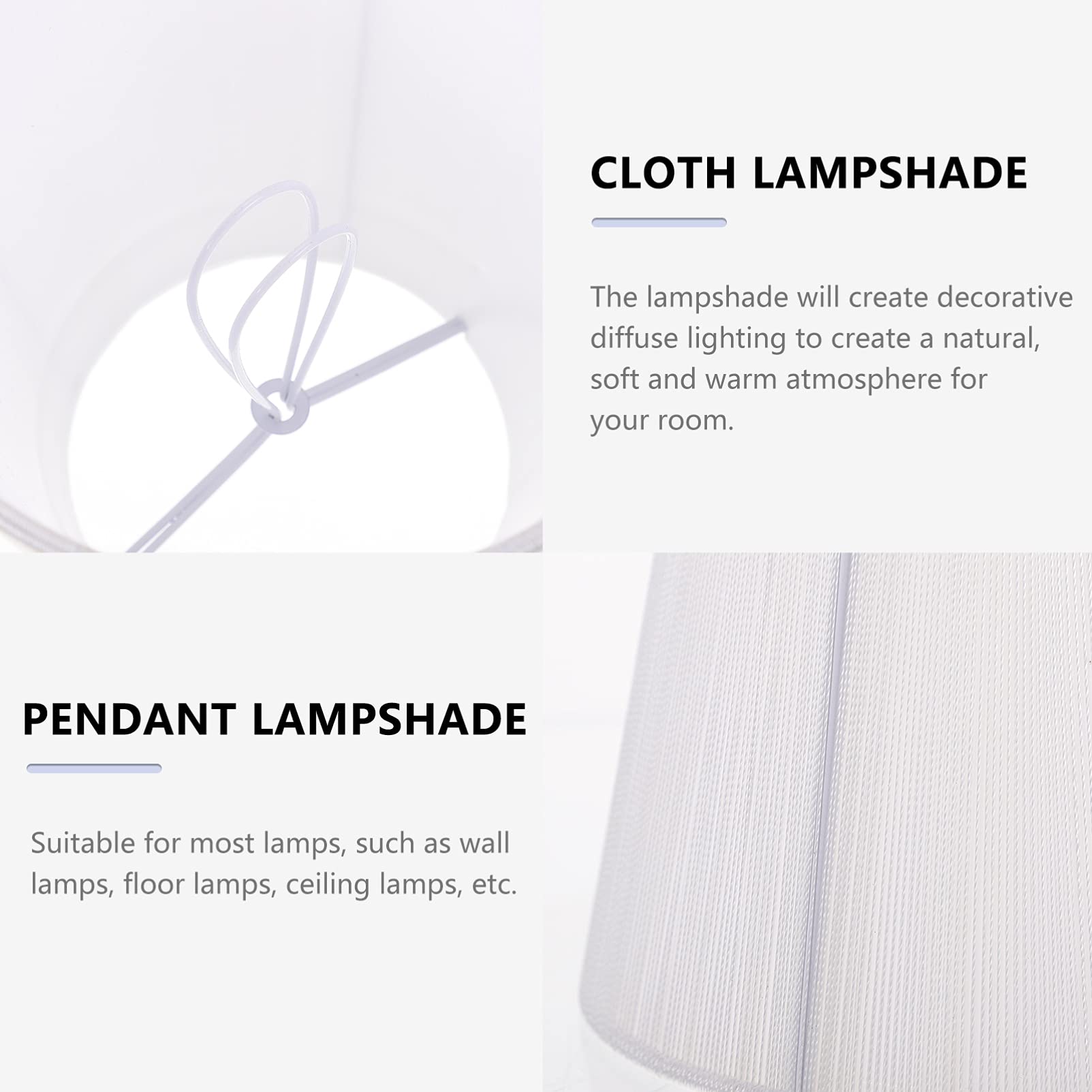 Clip Bulb Lampshade - Durable White Cloth Lamp Cover for Table & Floor Lamps - Perfect for Desk, Office, Drawing Room & Home Decor