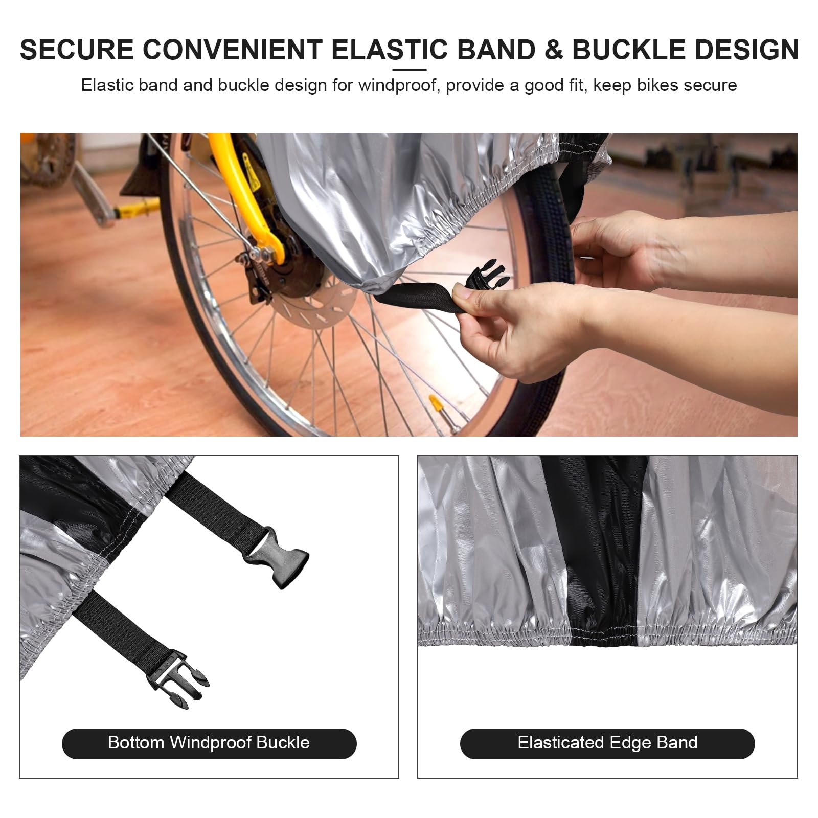 Waterproof Bike Cover with Anti-Theft Lock Hole & Carry Bag - UV, Rain, Snow, Dust Protection for Mountain, Road & Electric Bicycles (XL, Silver/Black) - Ideal for Outdoor Storage & Travel