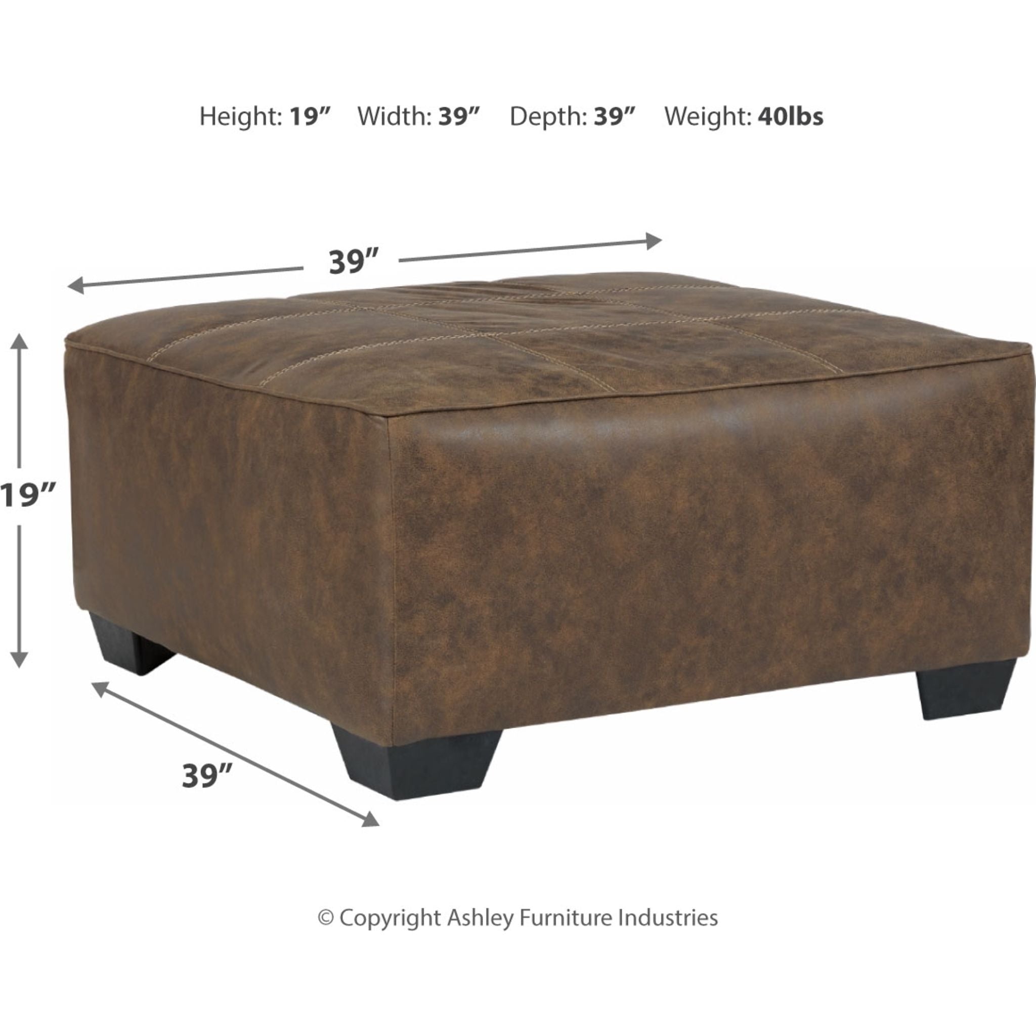 Luxury Abalone Oversized Accent Ottoman in Rich Chocolate Brown - Perfect for Living Room, Bedroom & Home Decor