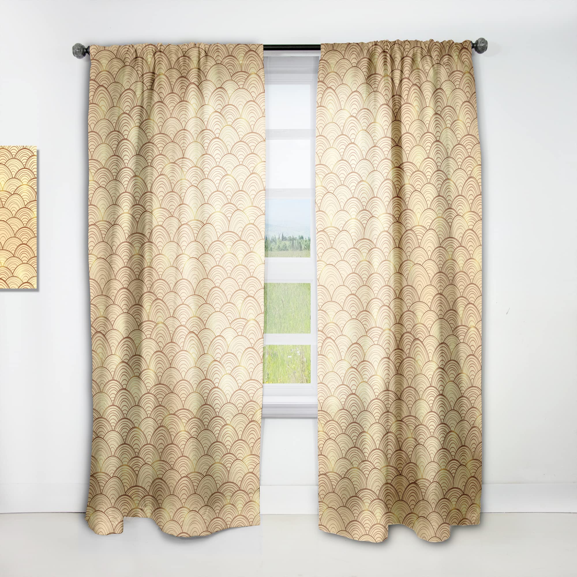 DesignQ 'Golden Clouds in The Sky' Thermal Insulated Curtains - Single Panel 52x108 Inches - Elegant Window Drapes for Bedroom & Living Room - Perfect for Light Control & Energy Saving